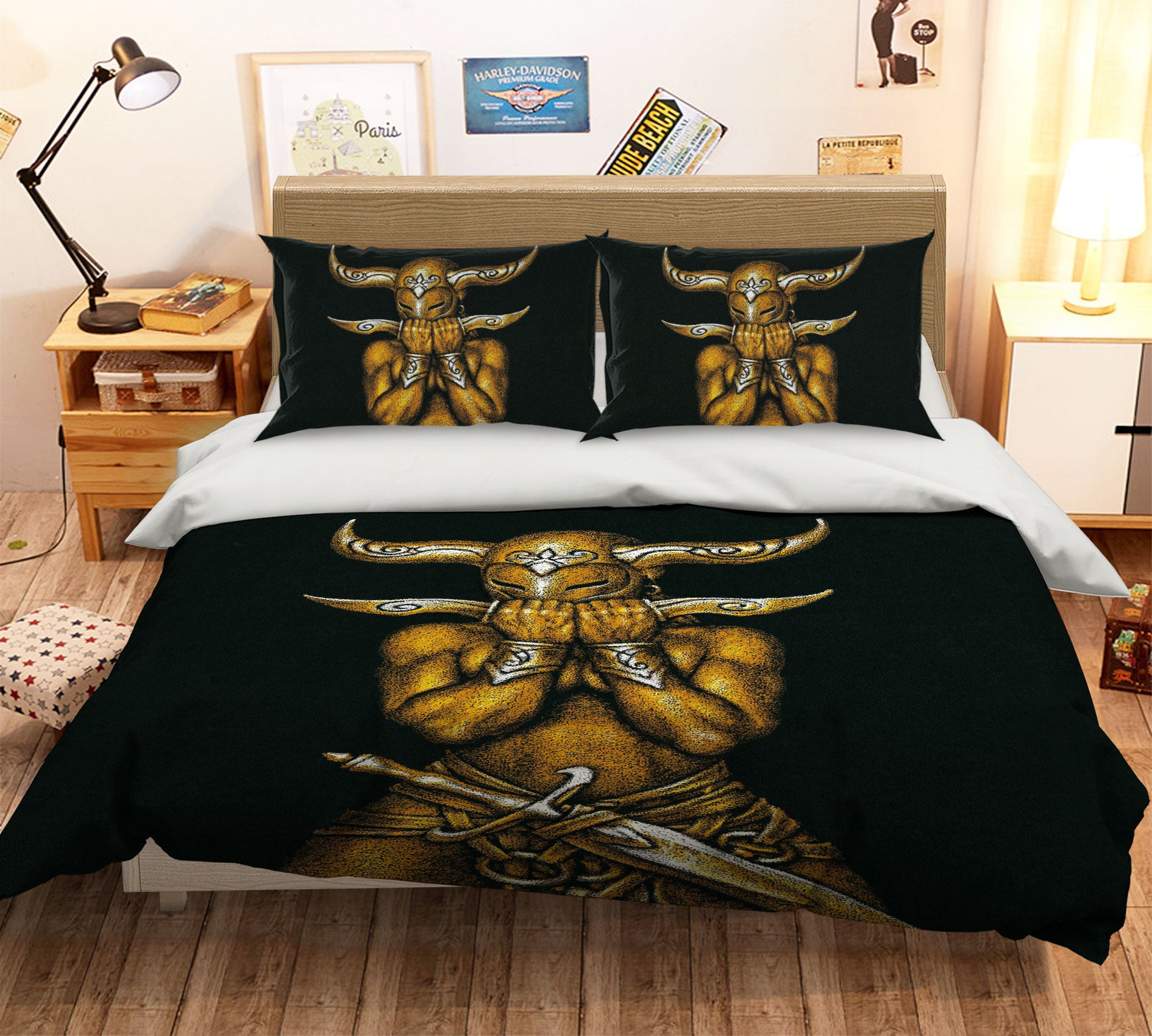 3D Horns Metallic Man 6220 Ciruelo Bedding Bed Pillowcases Quilt