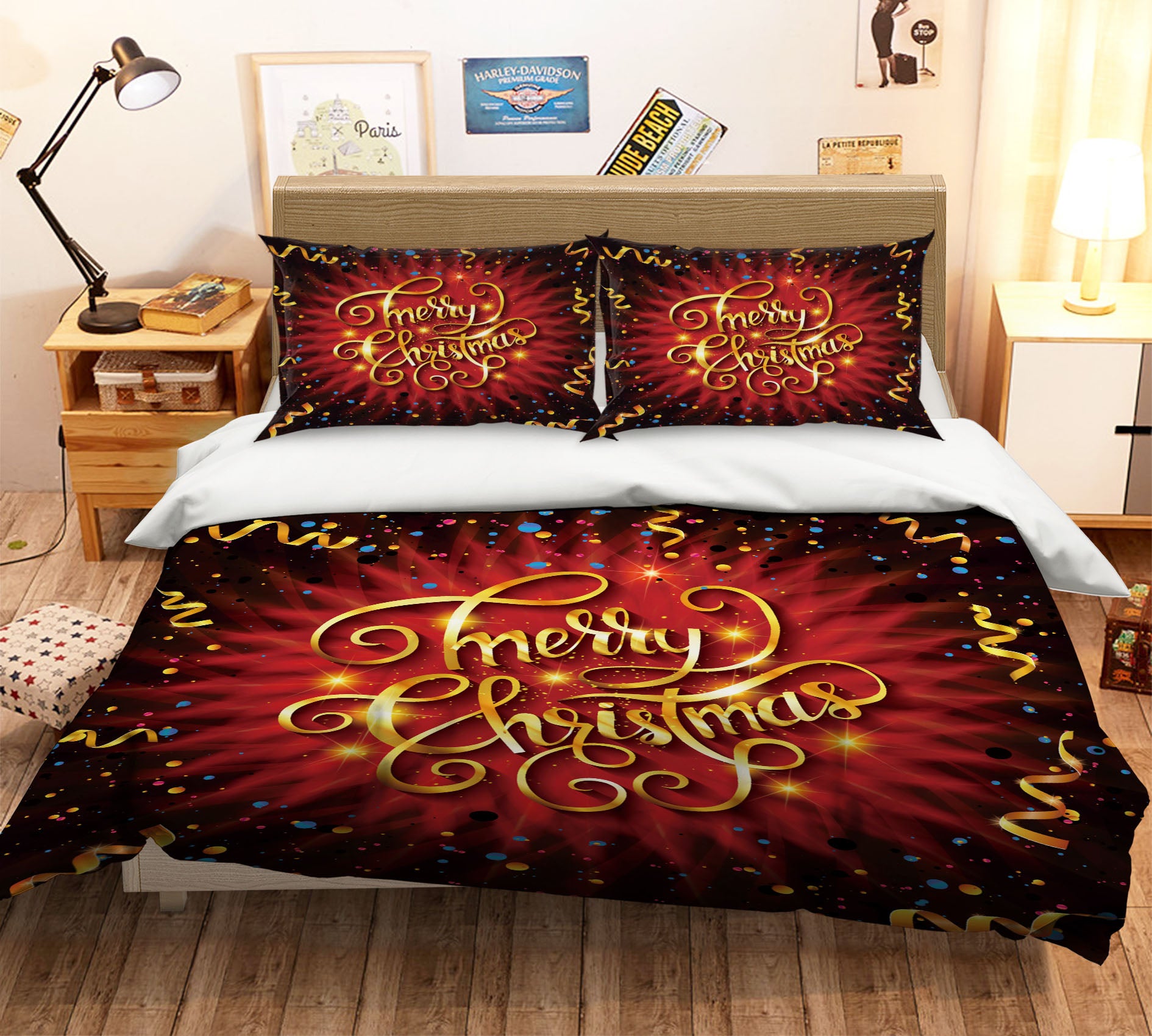3D Golden Bar 53041 Christmas Quilt Duvet Cover Xmas Bed Pillowcases