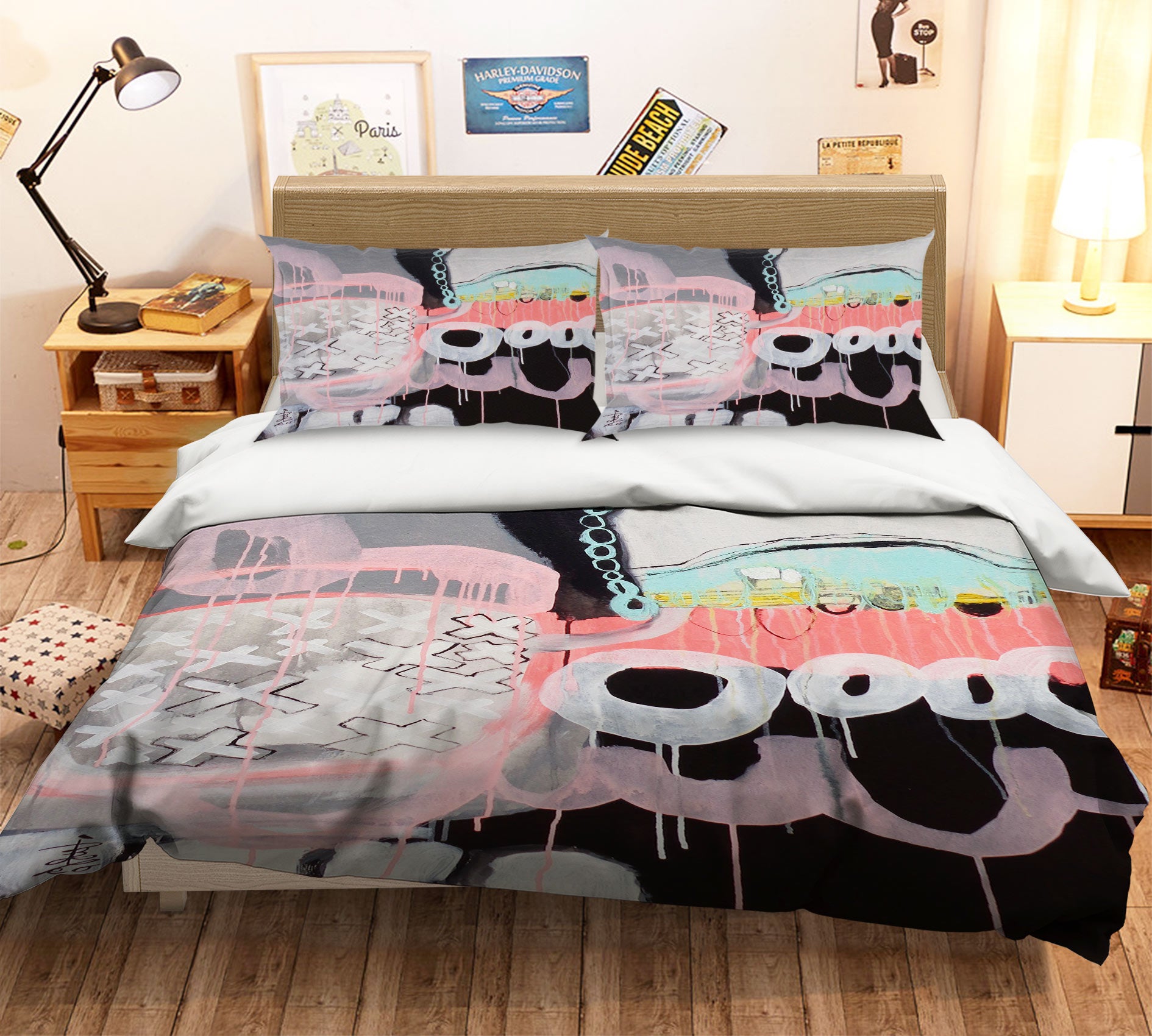 3D Cute Circle Doodle 1101 Misako Chida Bedding Bed Pillowcases Quilt
