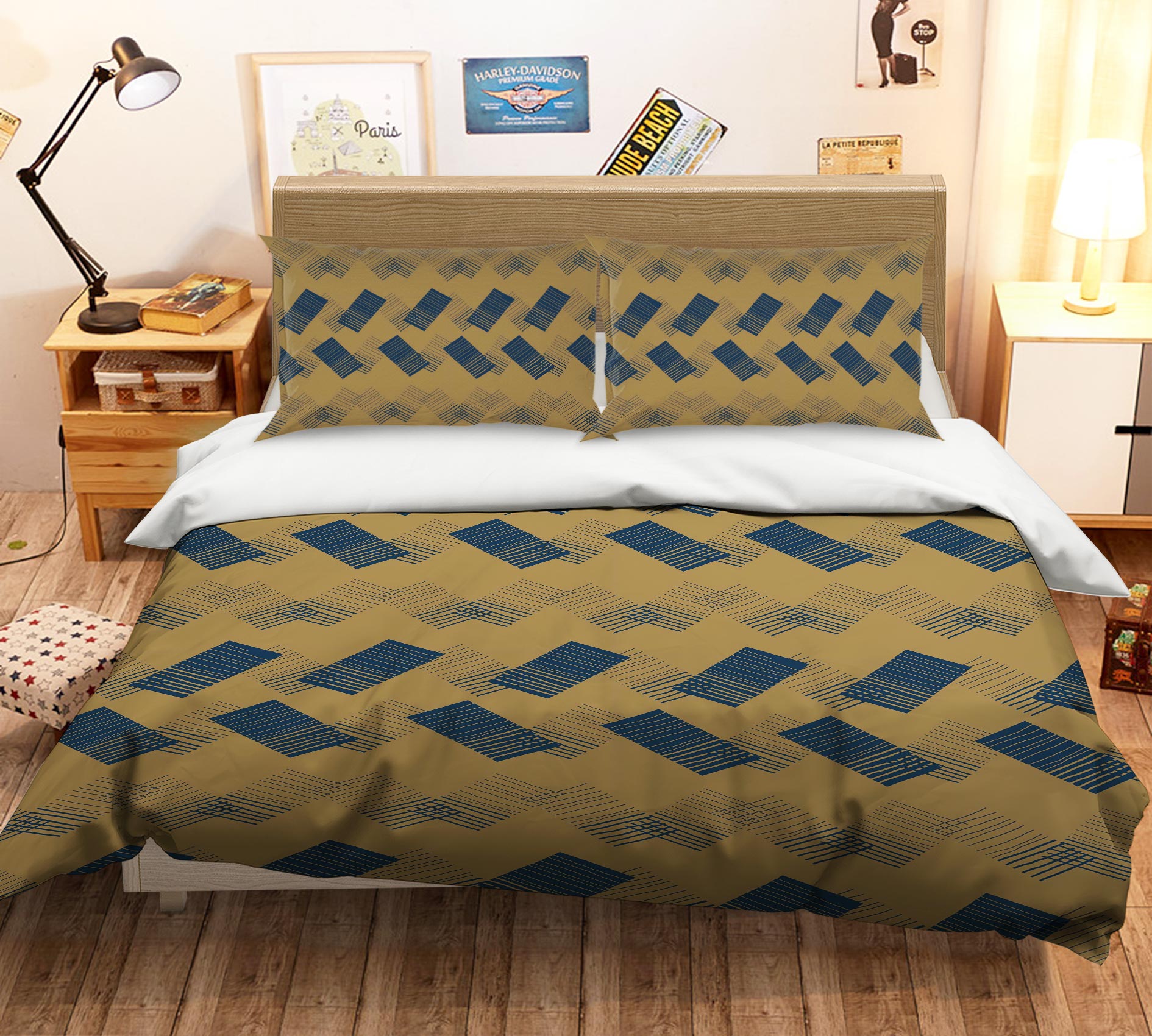 3D Block Pattern 98154 Kasumi Loffler Bedding Bed Pillowcases Quilt