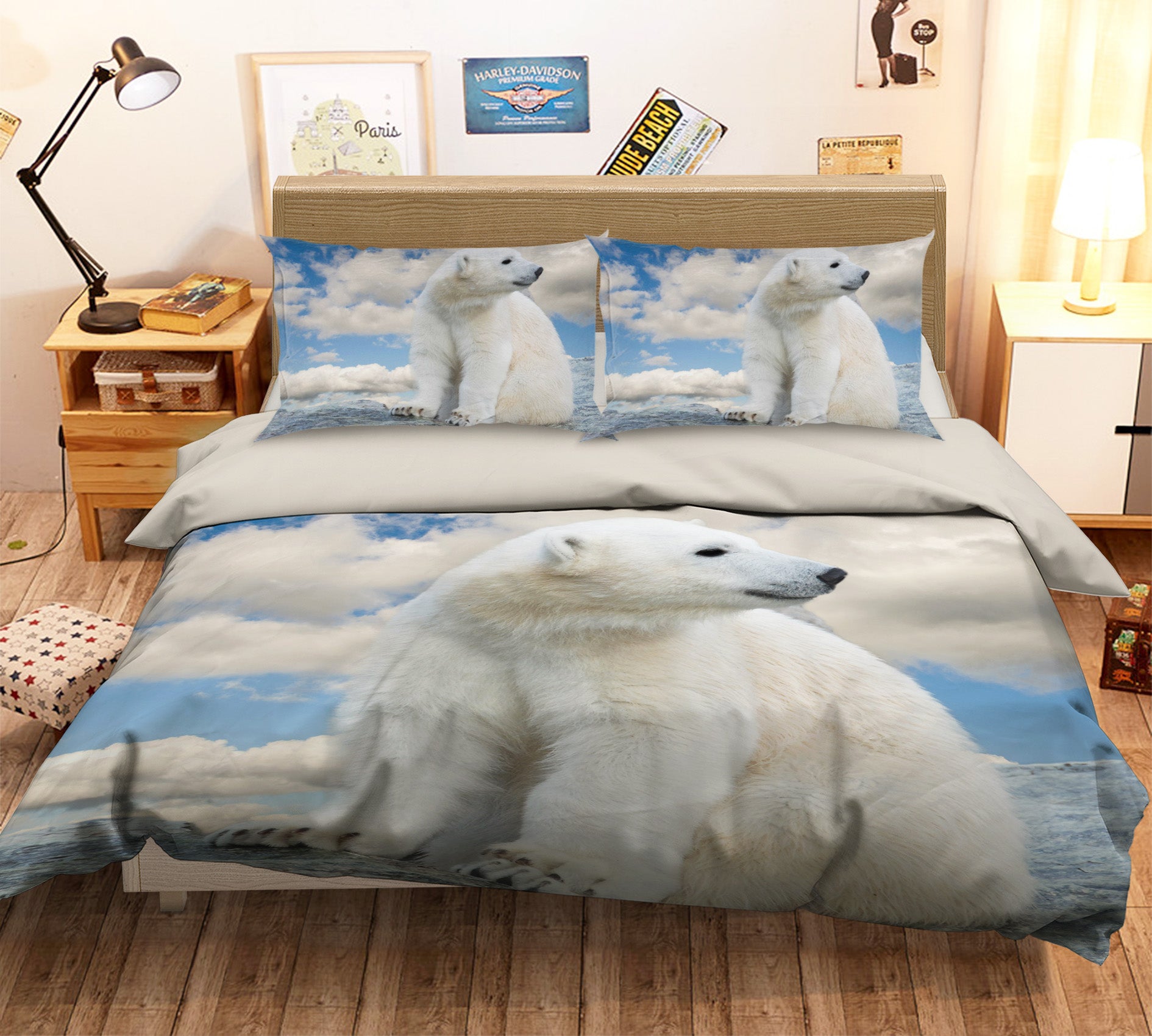 3D Cloud Polar Bear 126 Bed Pillowcases Quilt