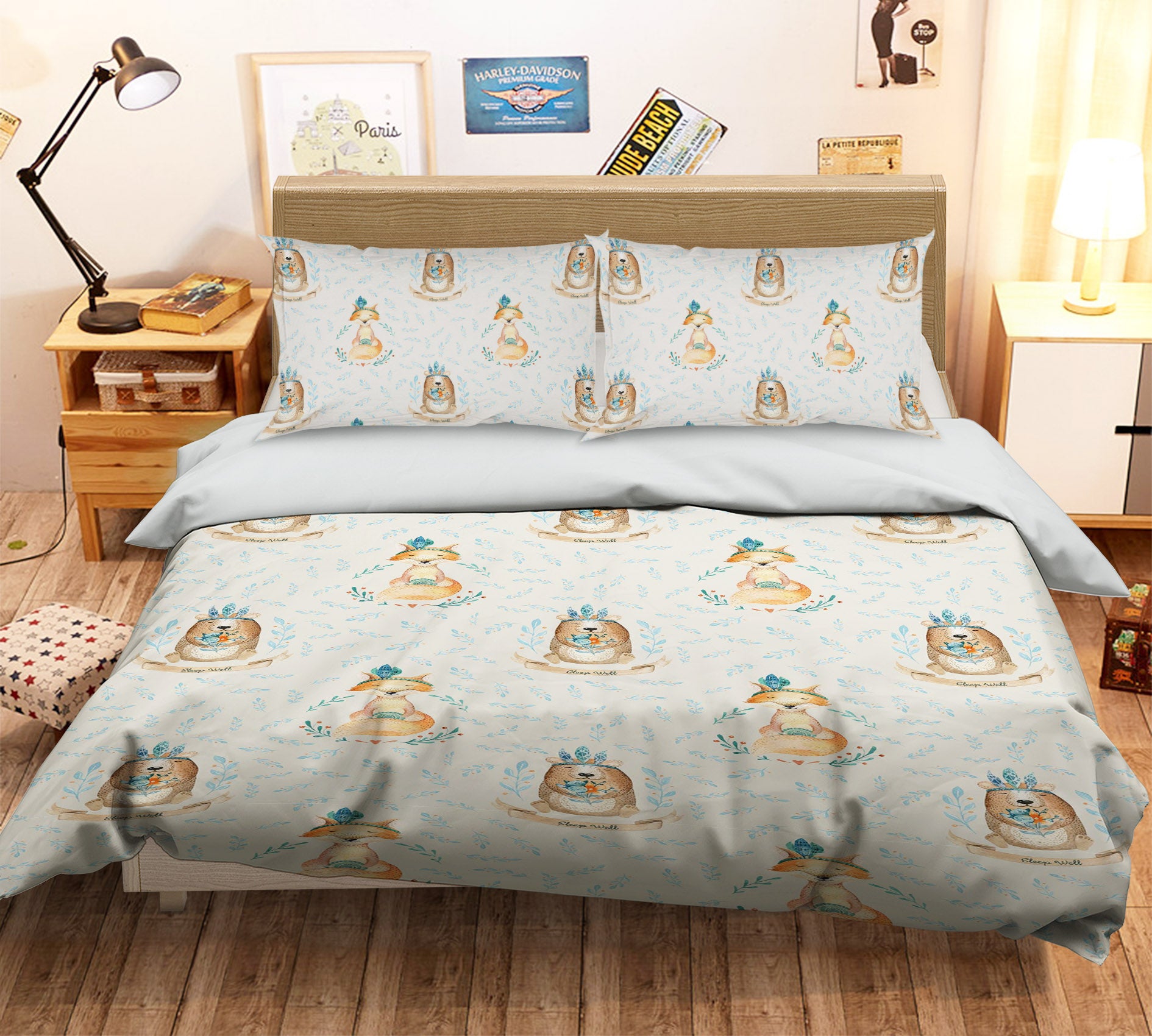 3D Fox Bear 207 Uta Naumann Bedding Bed Pillowcases Quilt