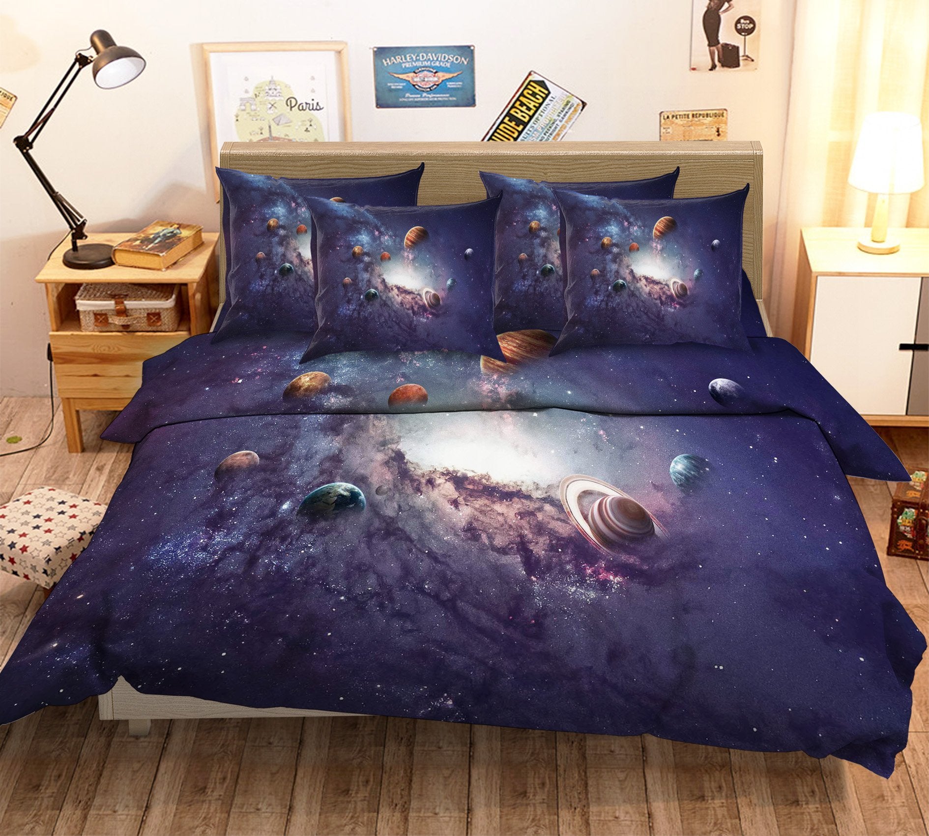 3D Space Planets 45 Bed Pillowcases Quilt Wallpaper AJ Wallpaper 