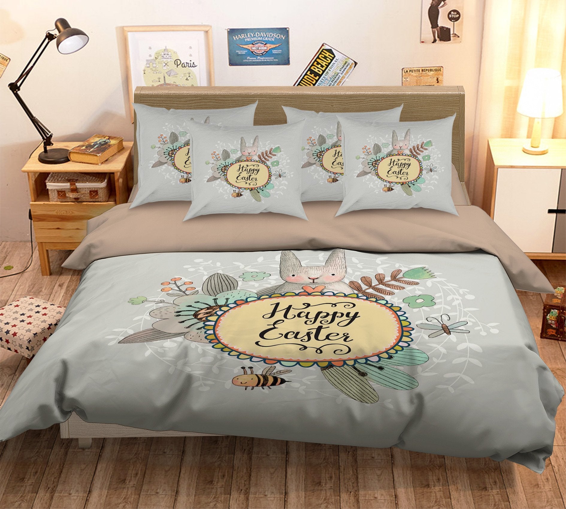 3D Rabbit Plant 028 Bed Pillowcases Quilt Wallpaper AJ Wallpaper 