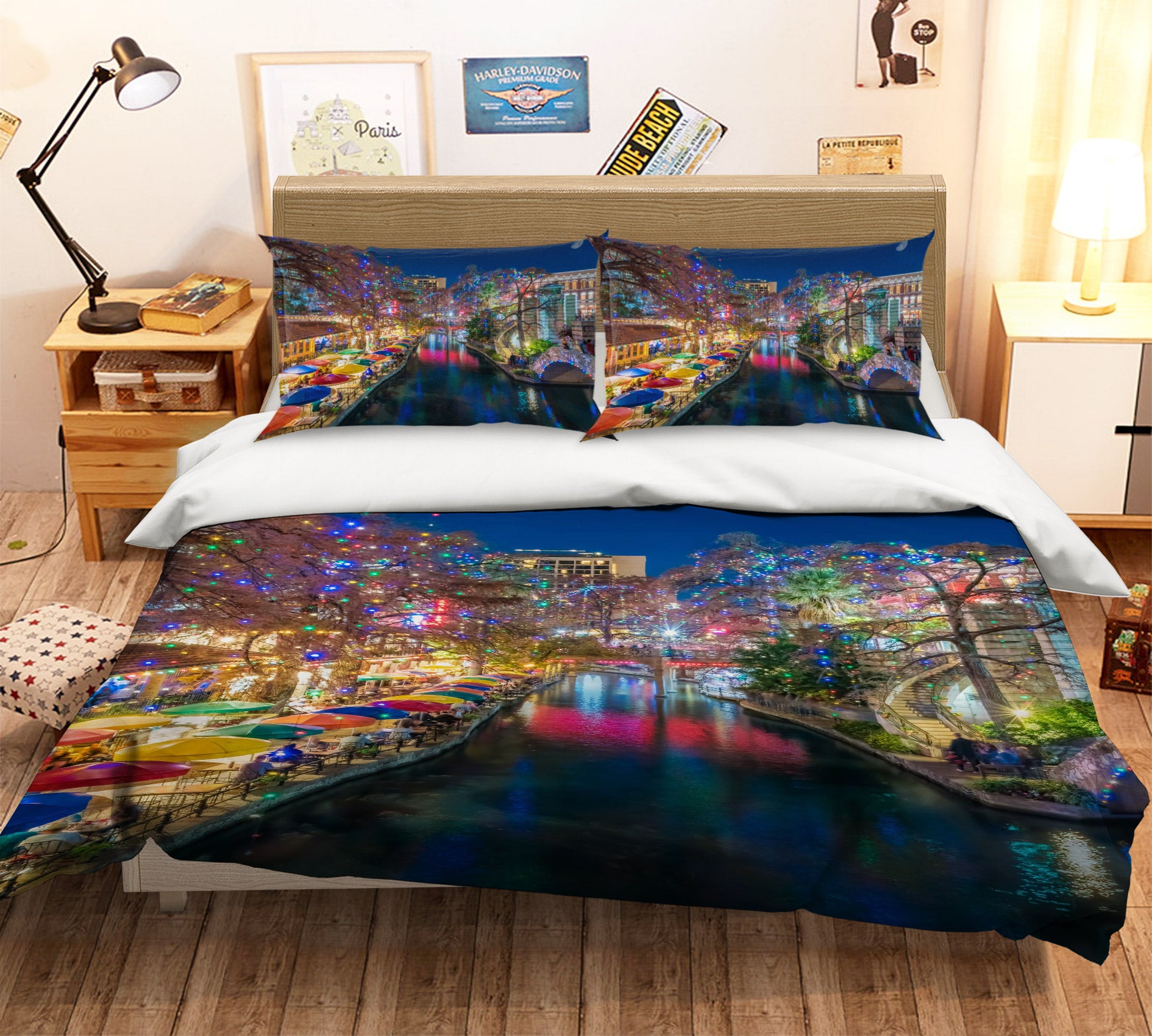 3D Night View Small River 8556 Beth Sheridan Bedding Bed Pillowcases Quilt