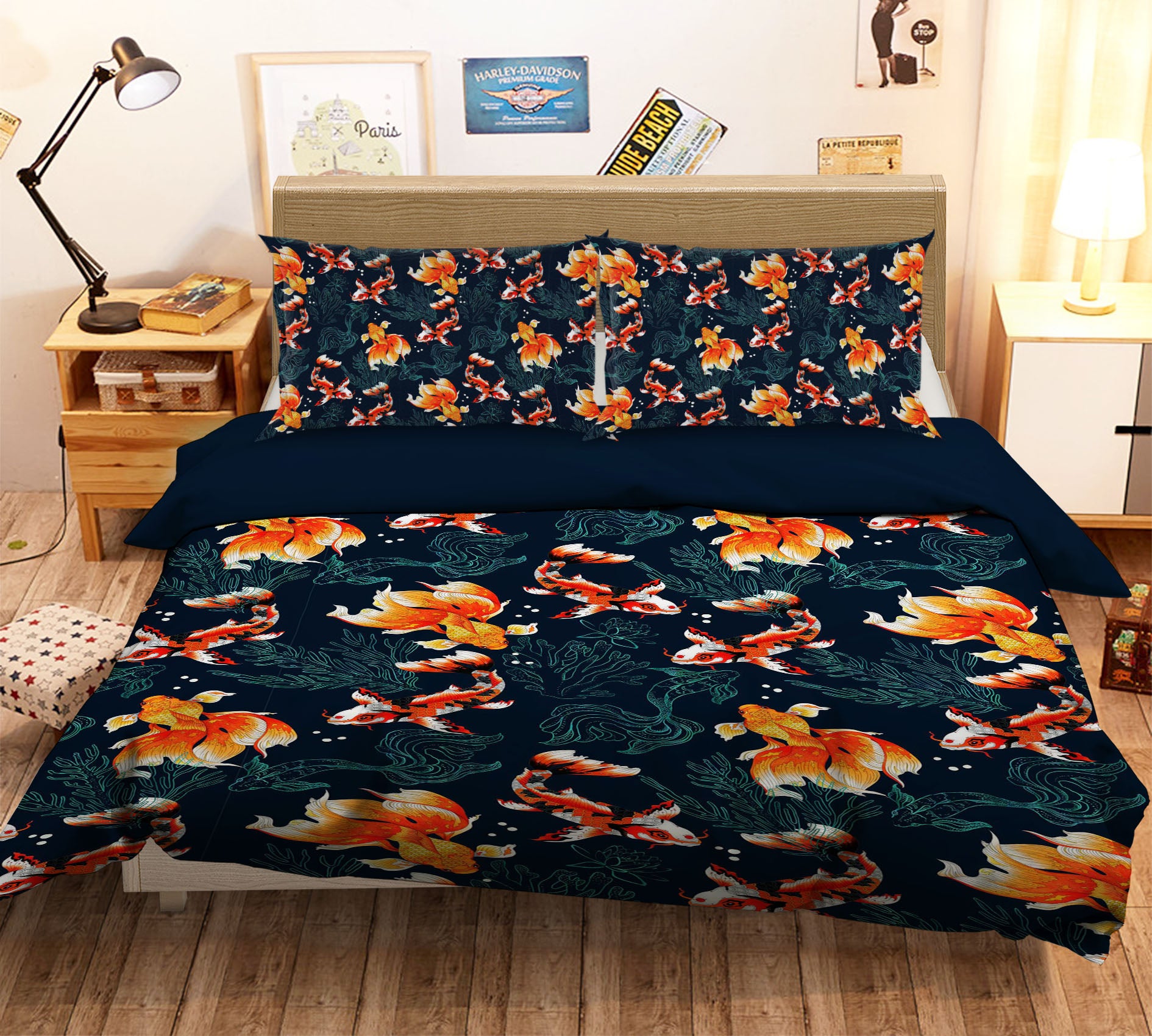 3D Orange Koi 189 Uta Naumann Bedding Bed Pillowcases Quilt