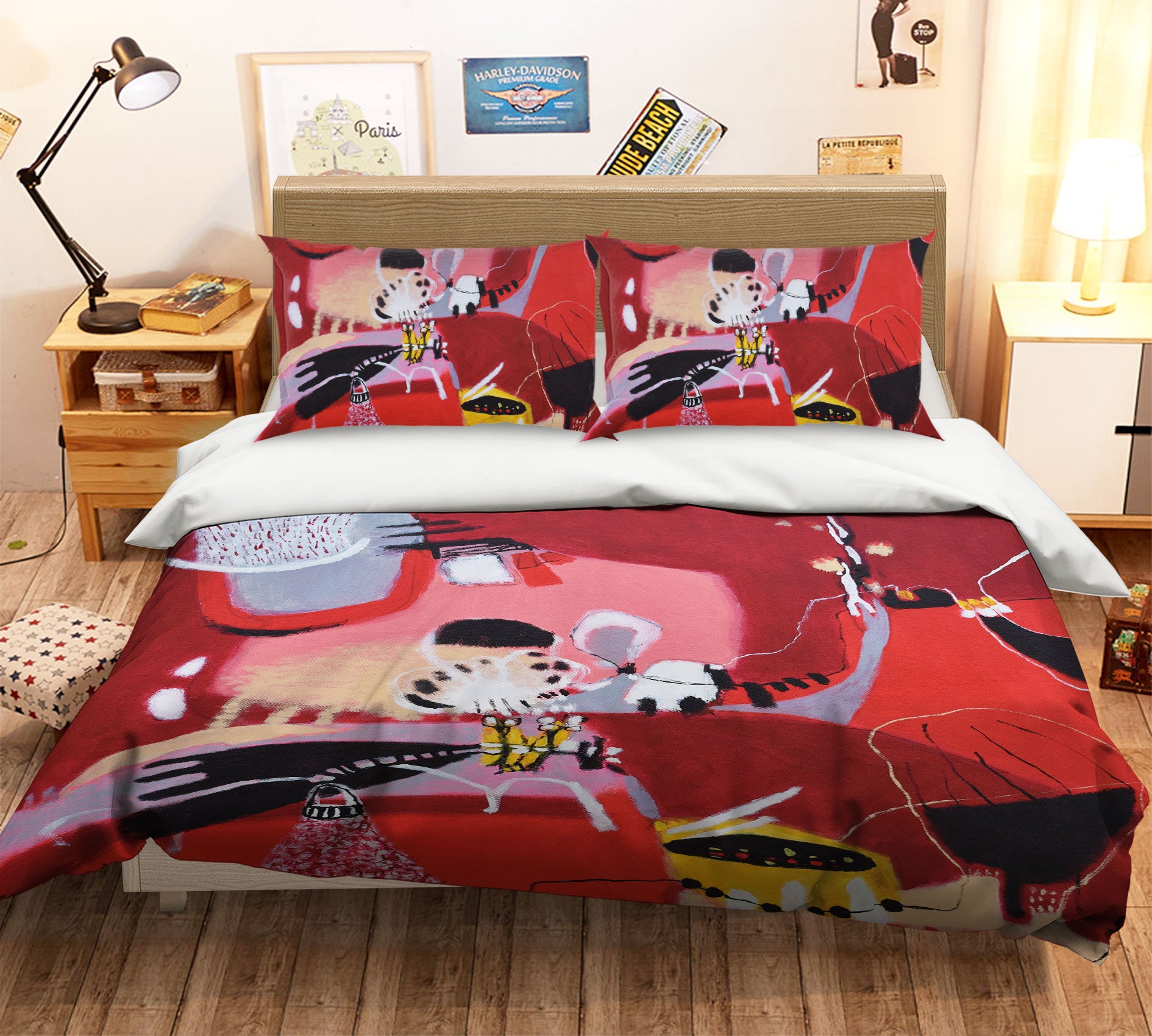 3D Red Painting Art 1104 Misako Chida Bedding Bed Pillowcases Quilt