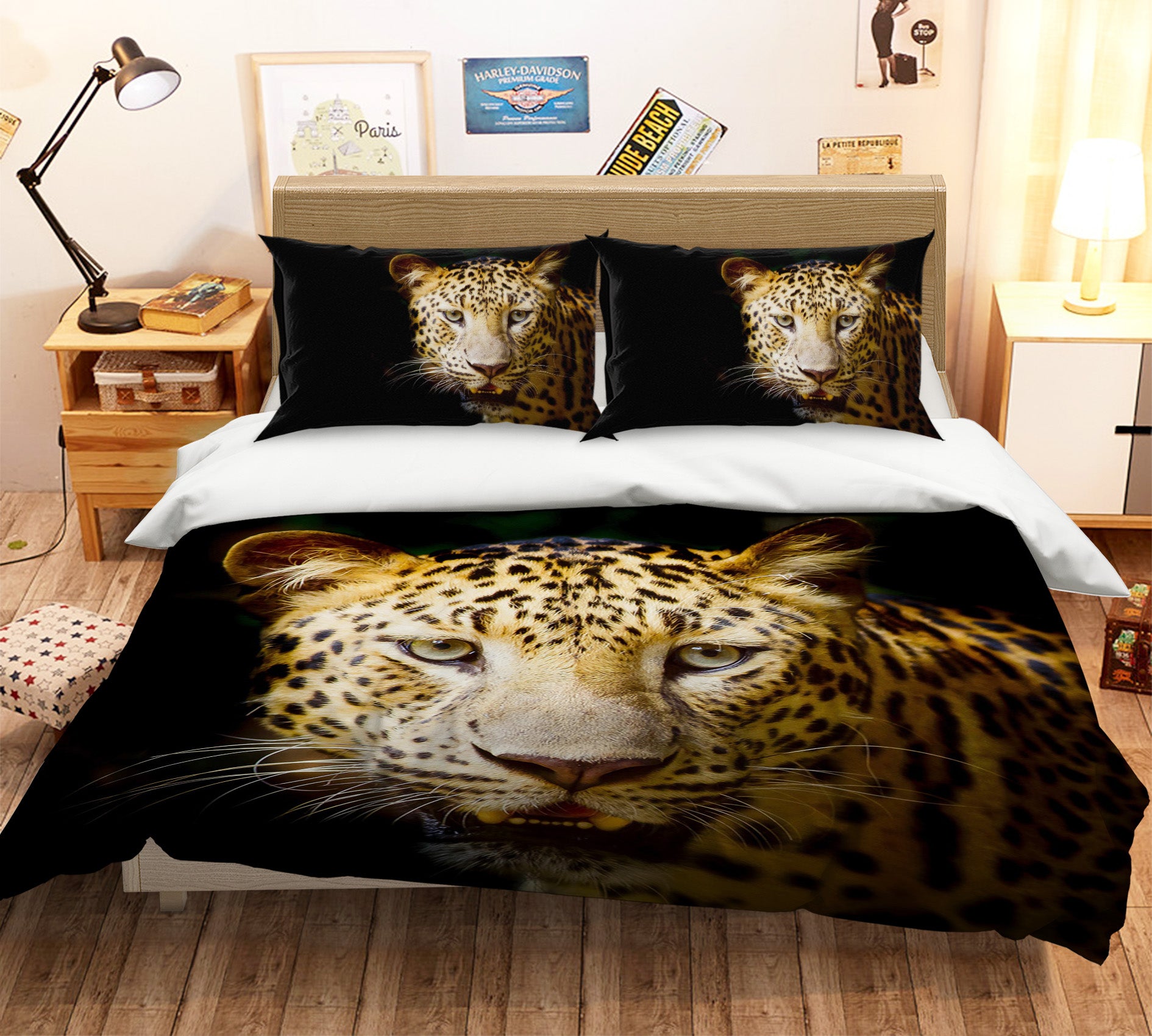 3D Leopard Mighty 104 Bed Pillowcases Quilt