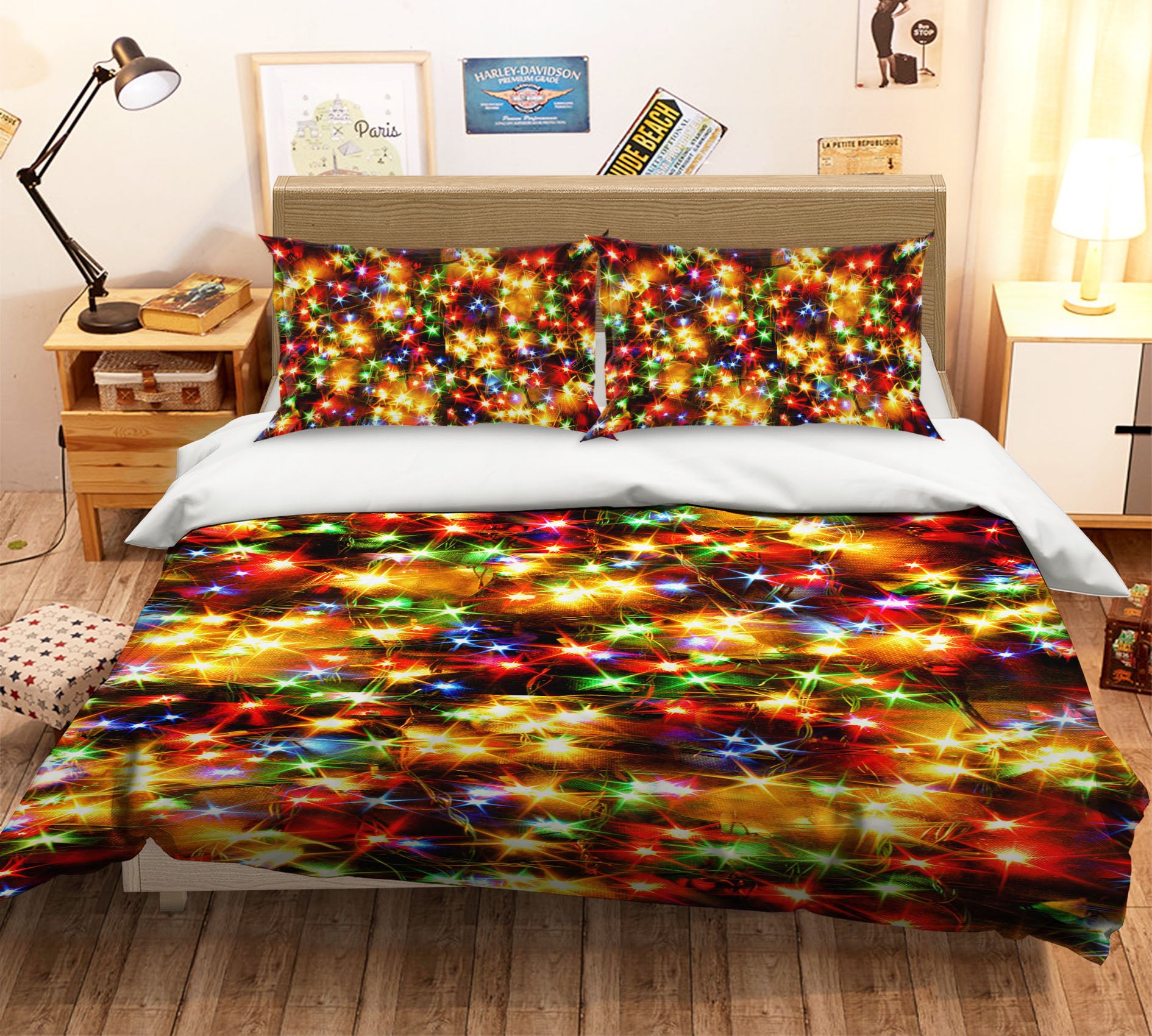 3D Color Starlight 52225 Christmas Quilt Duvet Cover Xmas Bed Pillowcases