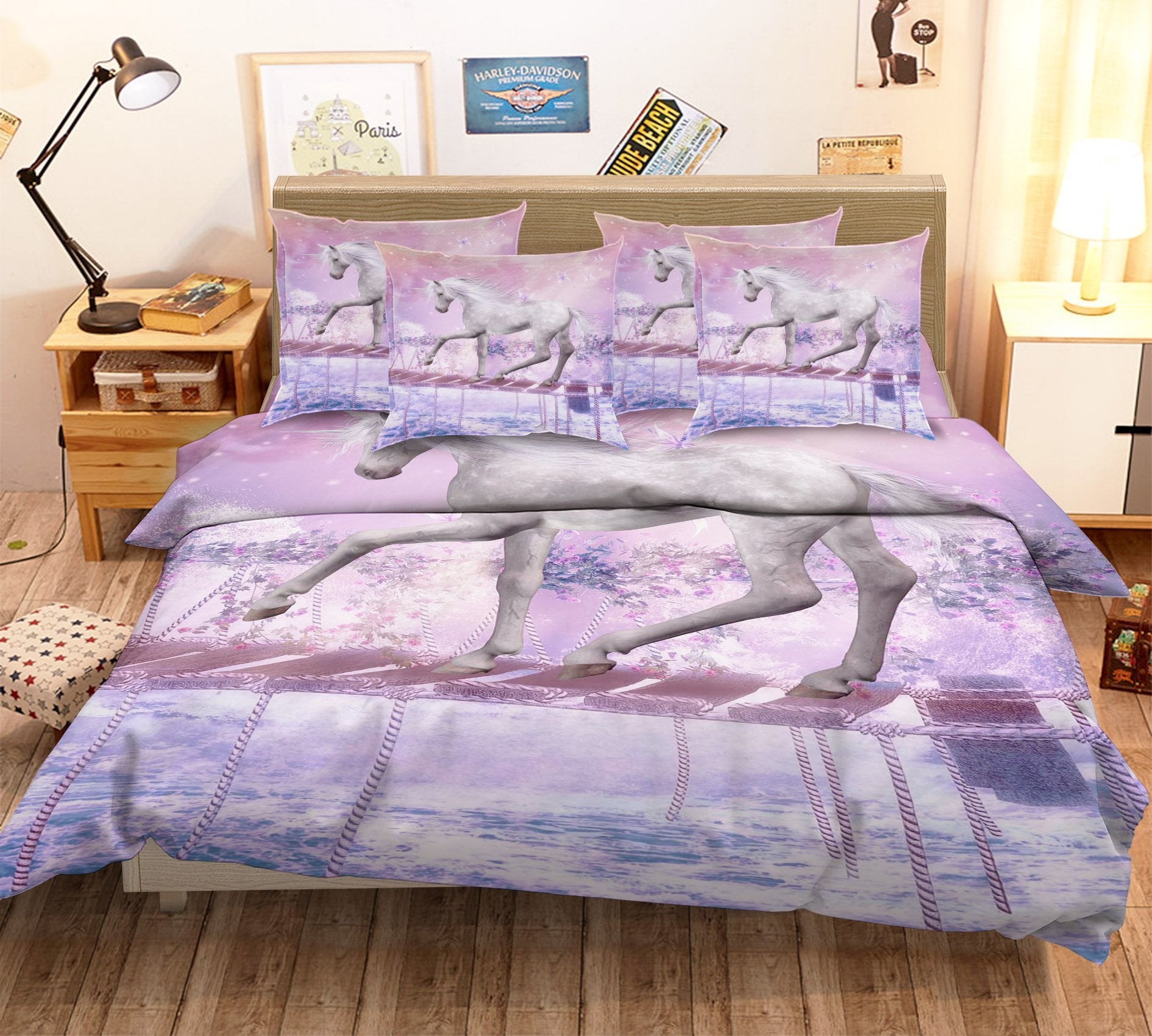 3D Drawbridge Horse 10 Bed Pillowcases Quilt Wallpaper AJ Wallpaper 