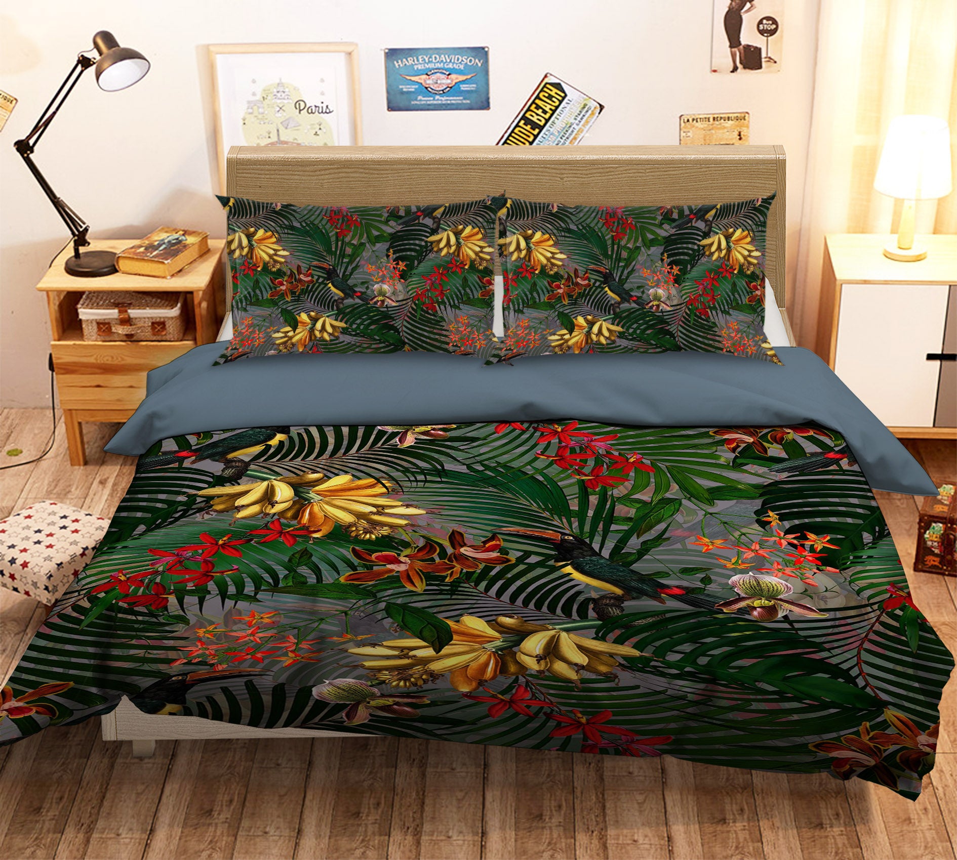 3D Banana Flower 111 Uta Naumann Bedding Bed Pillowcases Quilt