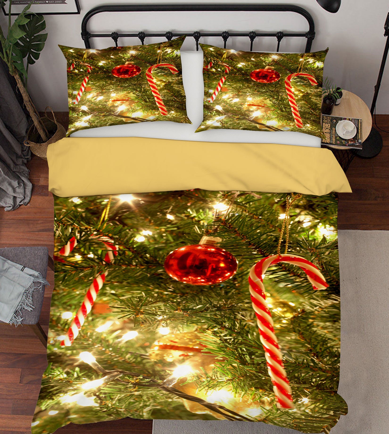 3D Candy Cane Ball Pendant 52168 Christmas Quilt Duvet Cover Xmas Bed Pillowcases