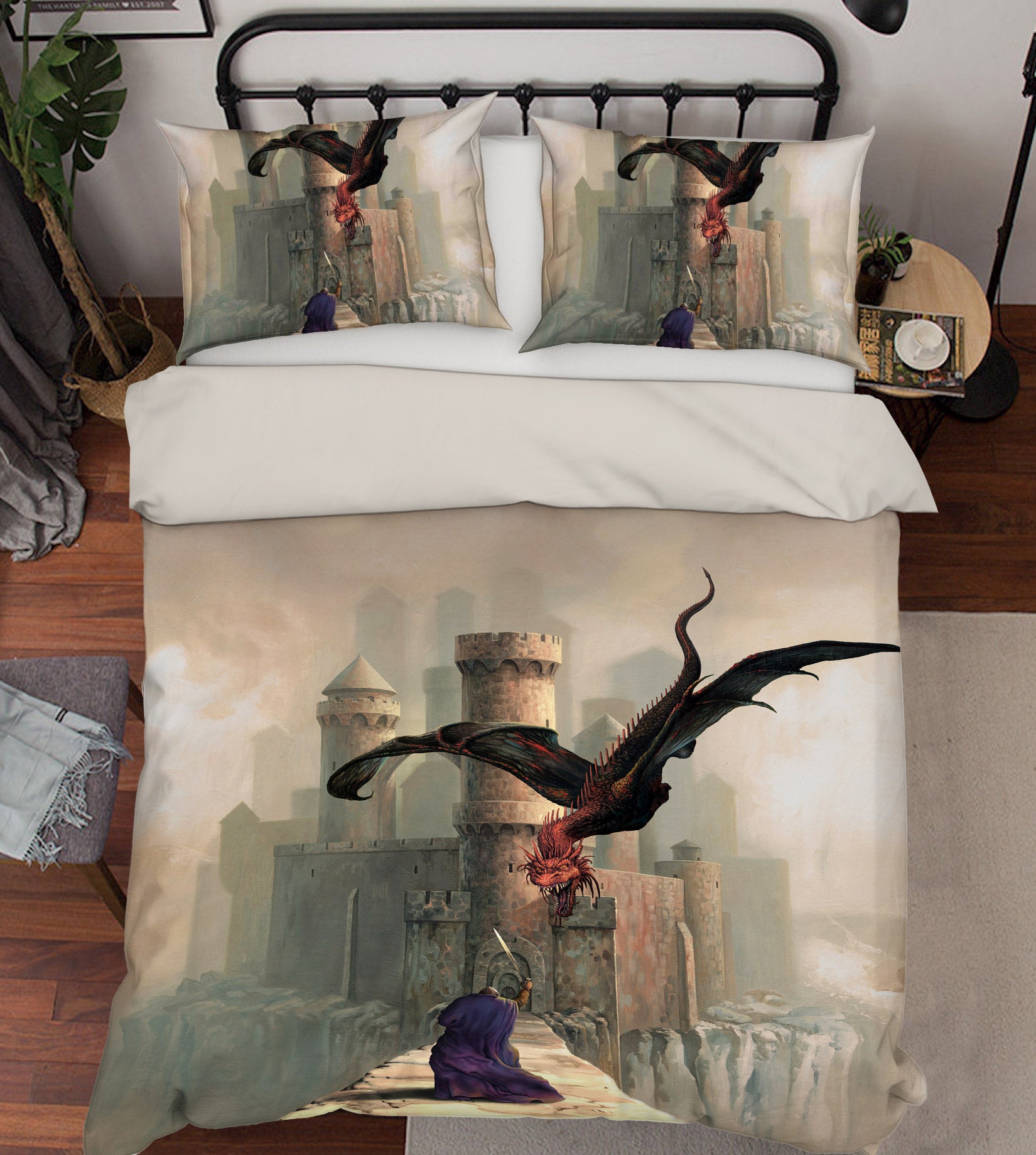 3D Castle Dragon 6203 Ciruelo Bedding Bed Pillowcases Quilt