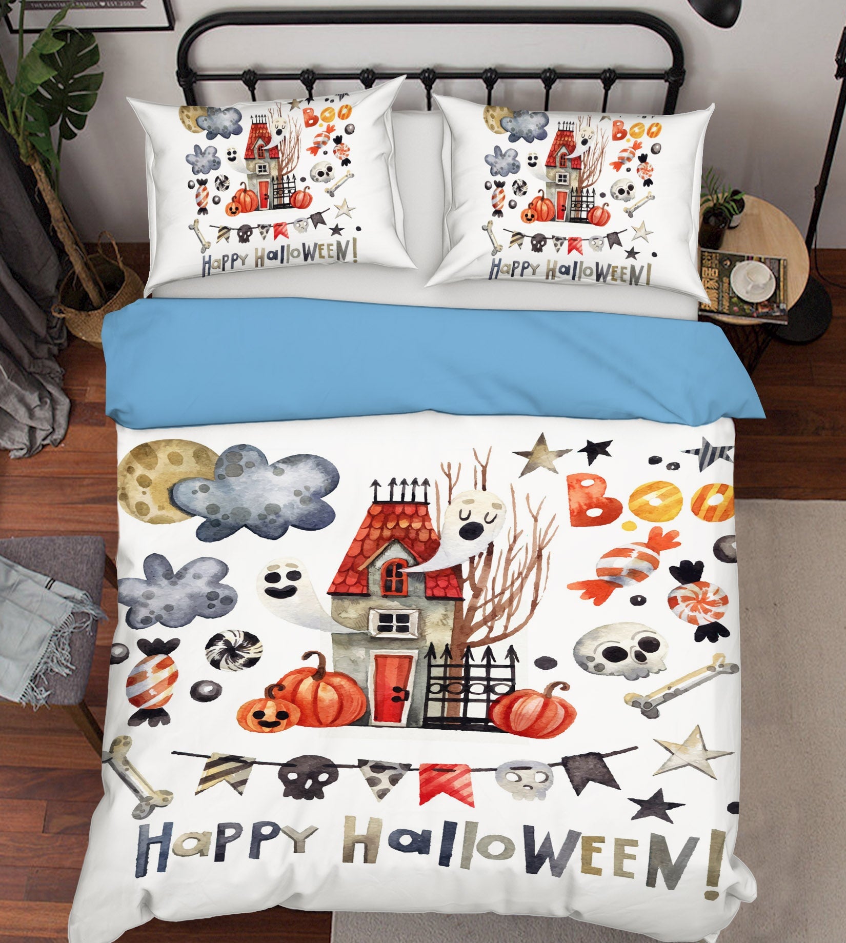 3D House Pumpkin Stars 1201 Halloween Bed Pillowcases Quilt Quiet Covers AJ Creativity Home 