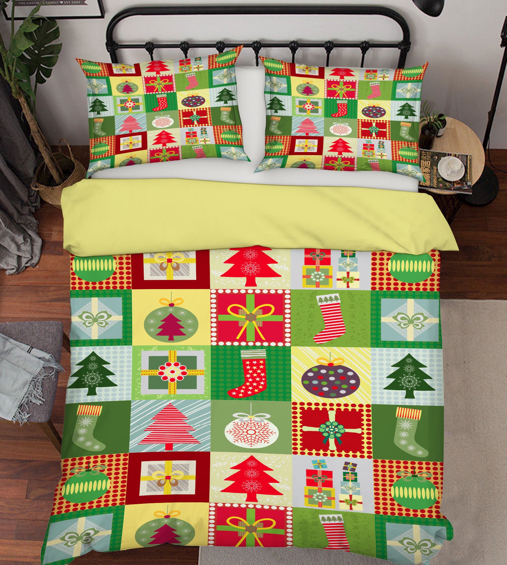 3D Square Tree 52175 Christmas Quilt Duvet Cover Xmas Bed Pillowcases