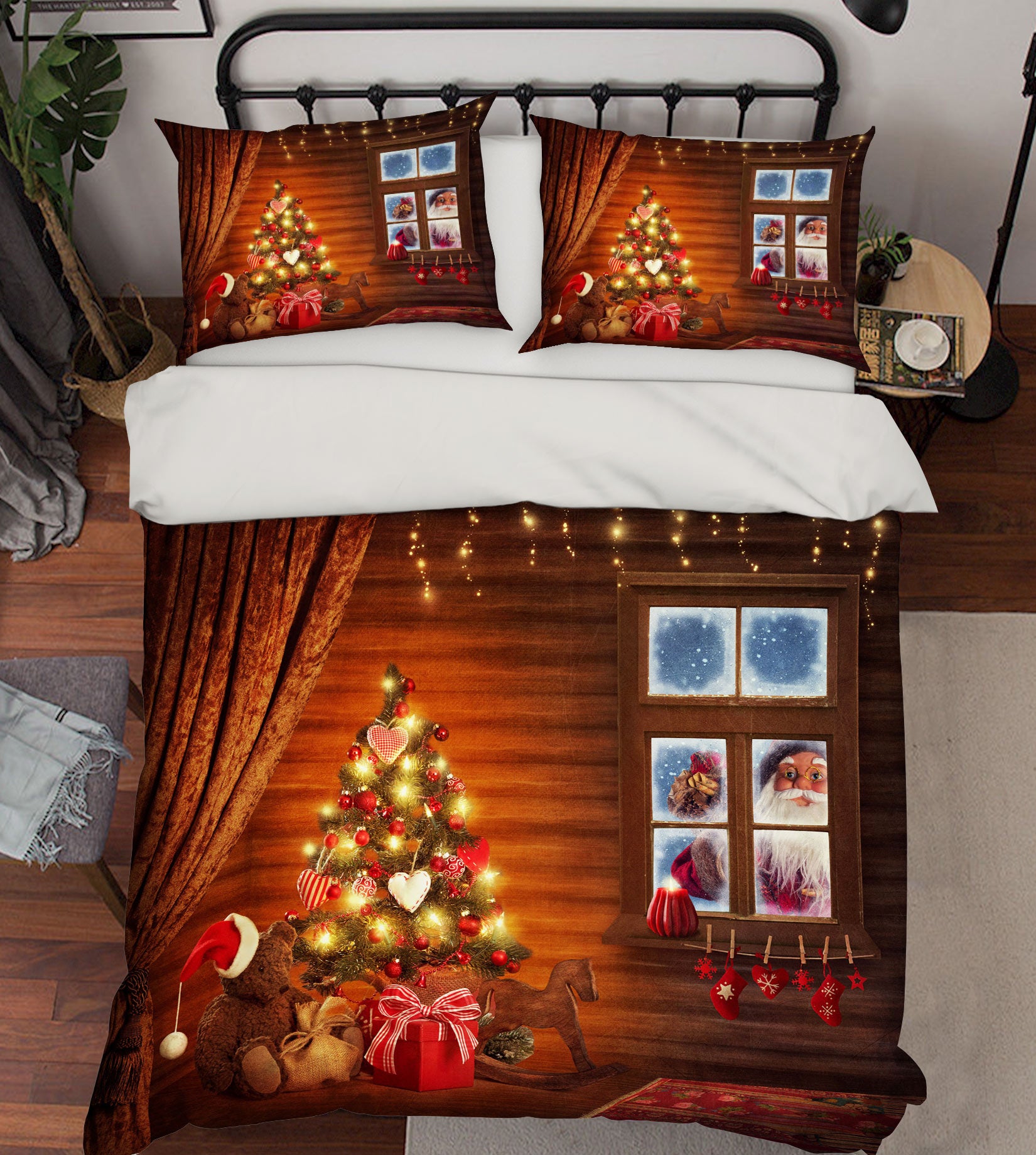3D Tree Window 52111 Christmas Quilt Duvet Cover Xmas Bed Pillowcases
