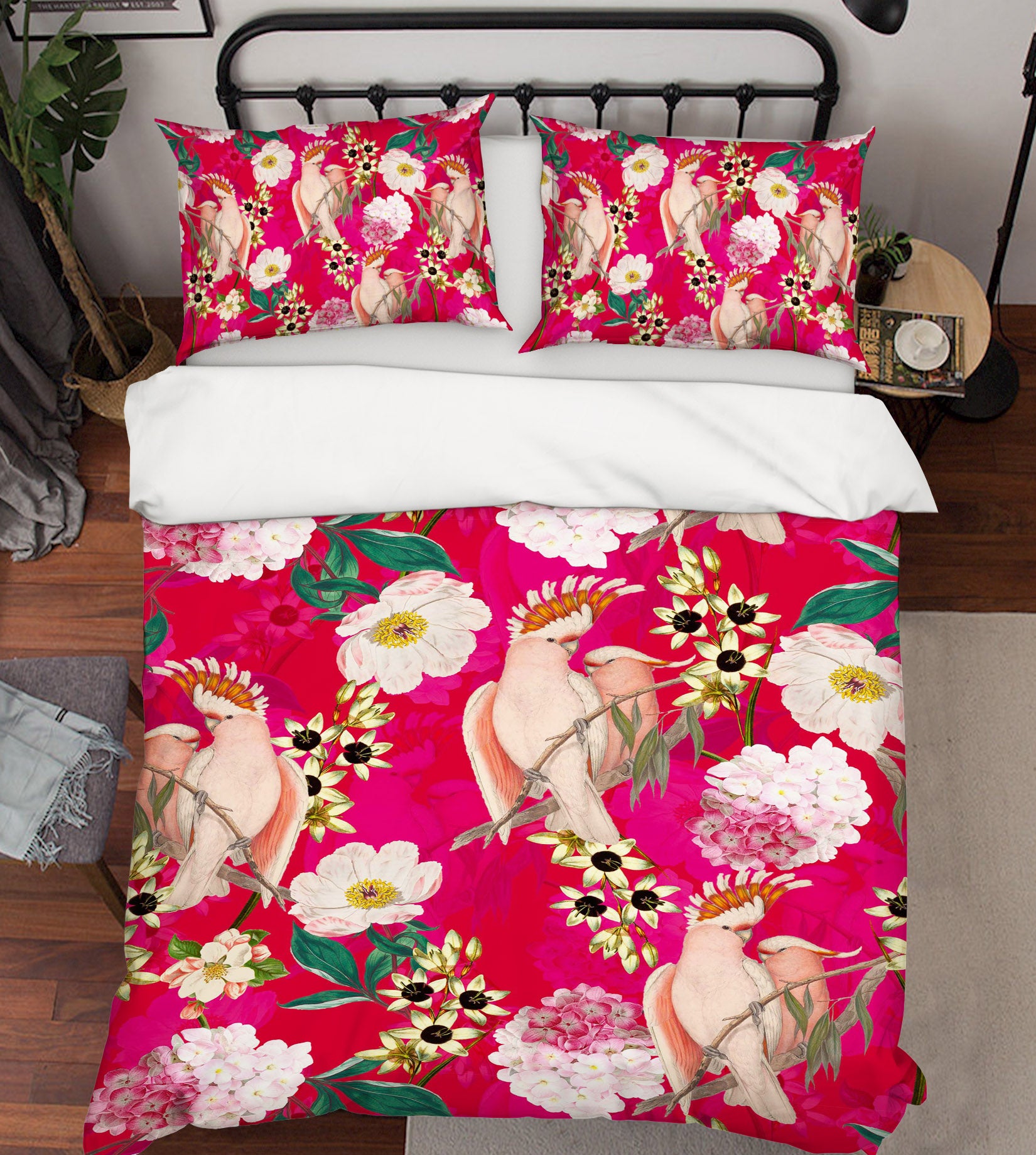 3D Pink Parrot 131 Uta Naumann Bedding Bed Pillowcases Quilt