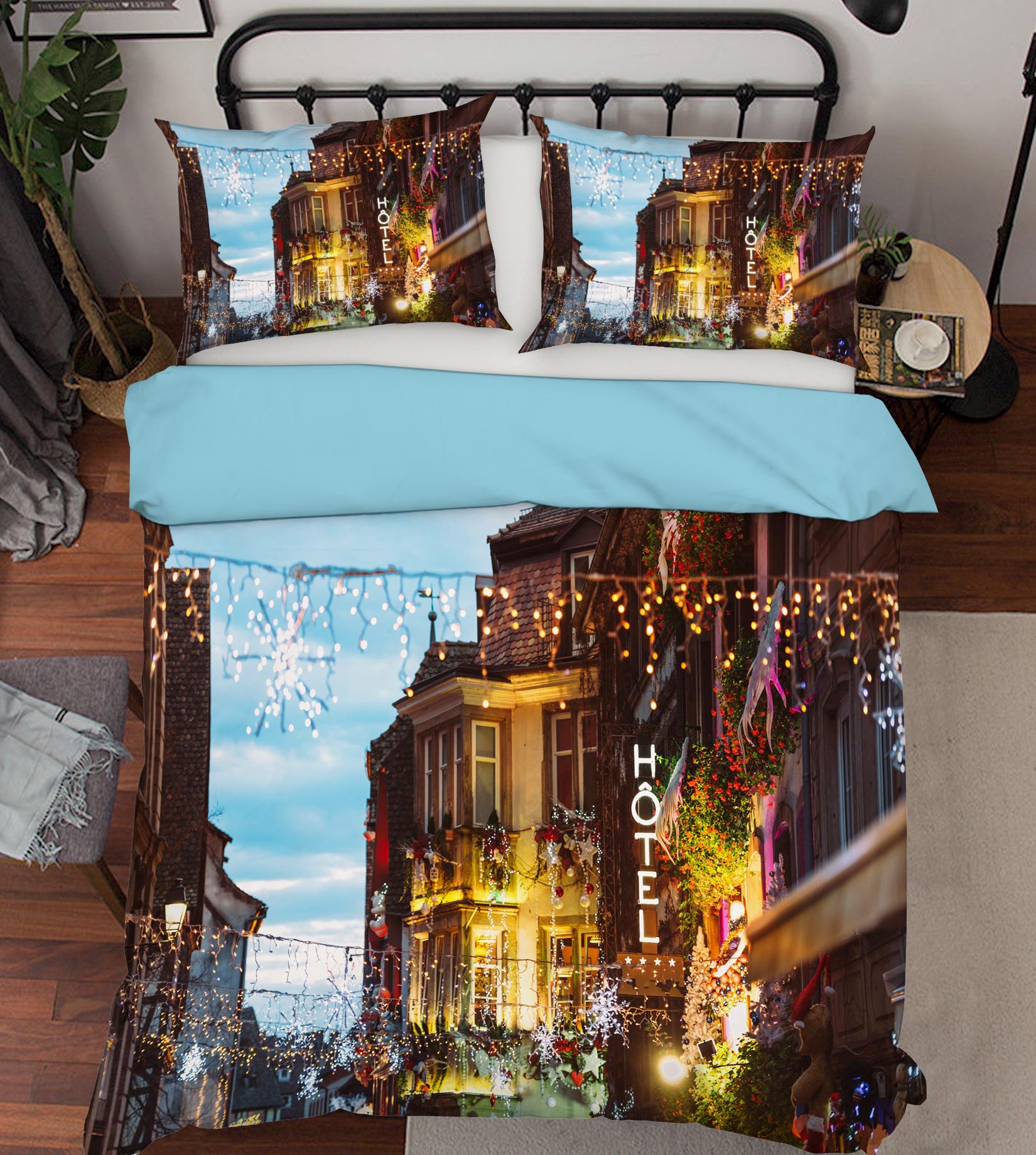 3D Houses 52137 Christmas Quilt Duvet Cover Xmas Bed Pillowcases