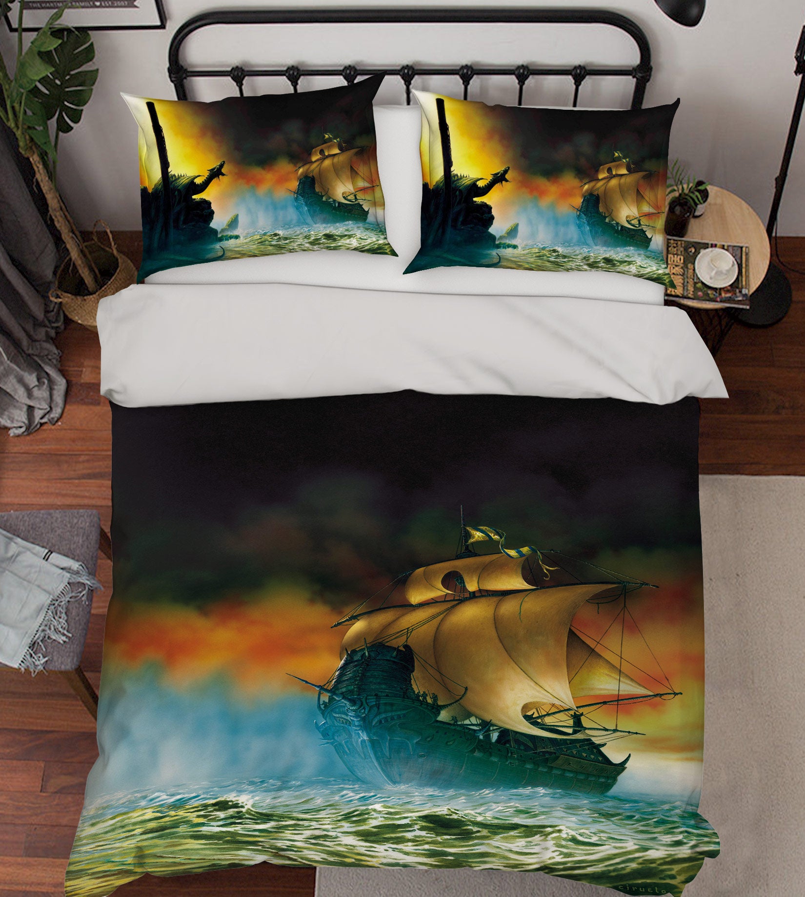 3D Ocean Sailboat 6176 Ciruelo Bedding Bed Pillowcases Quilt