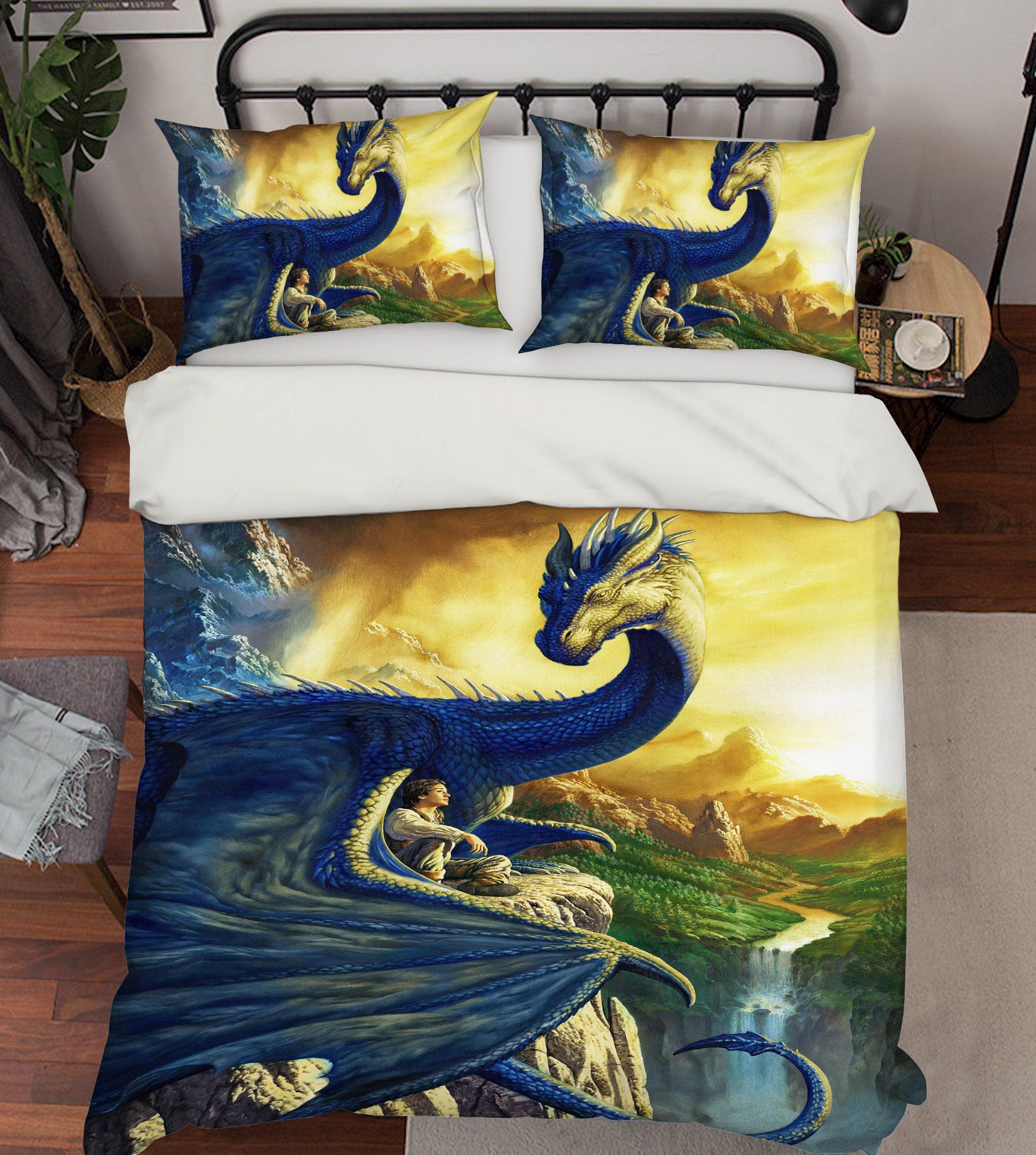 3D Dragon And Man 7032 Ciruelo Bedding Bed Pillowcases Quilt