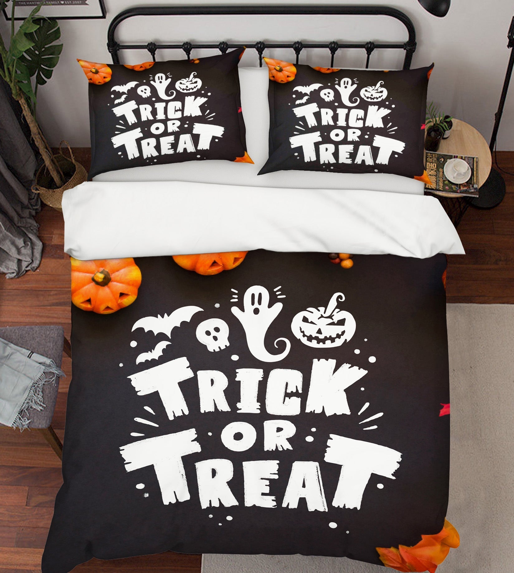 3D Pumpkin Pattern 1215 Halloween Bed Pillowcases Quilt Quiet Covers AJ Creativity Home 