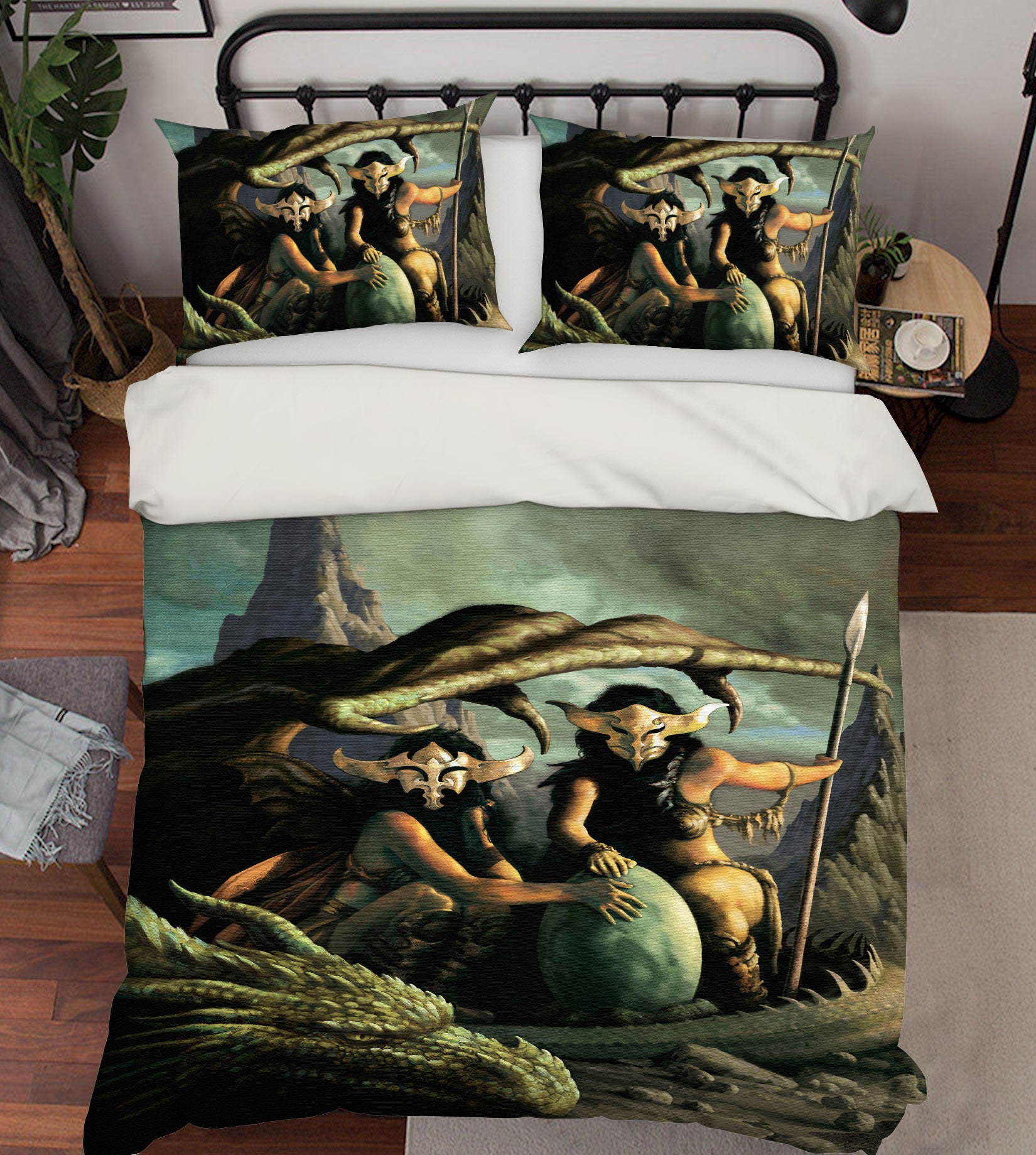 3D Mask Man Dragon Egg 6215 Ciruelo Bedding Bed Pillowcases Quilt
