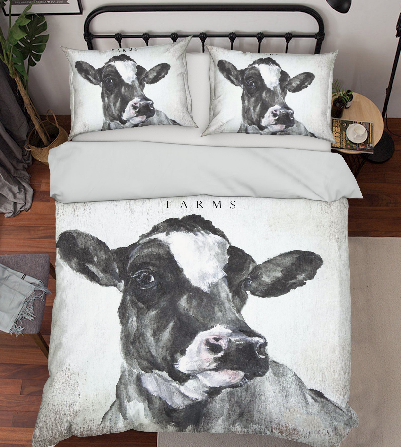 3D Sketch Cow 035 Debi Coules Bedding Bed Pillowcases Quilt