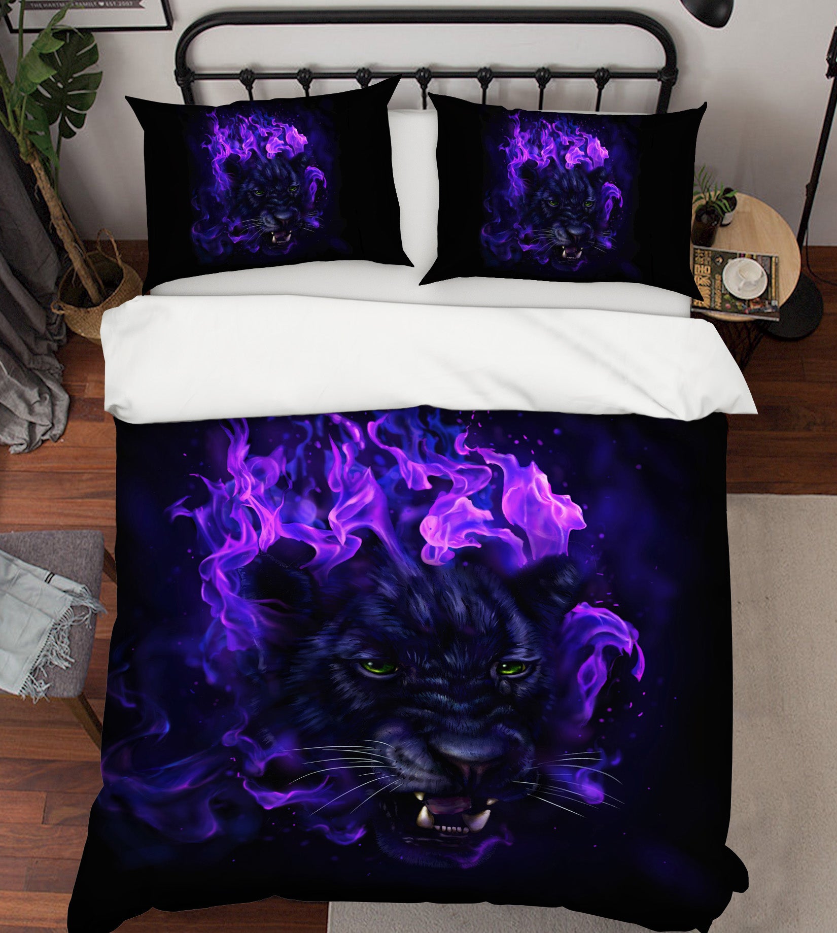3D Purple Tiger 109 Bed Pillowcases Quilt