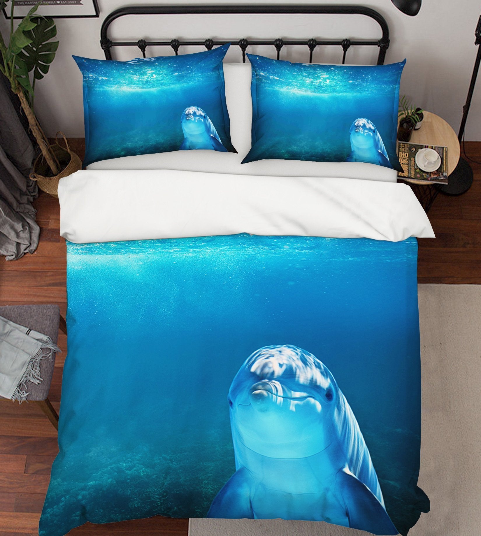 3D Deep Sea Dolphin 1991 Bed Pillowcases Quilt Quiet Covers AJ Creativity Home 