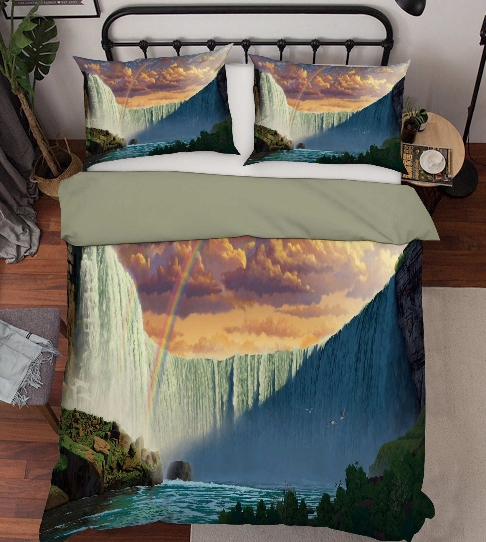 3D Niagara Falls 063 Bed Pillowcases Quilt Exclusive Designer Vincent