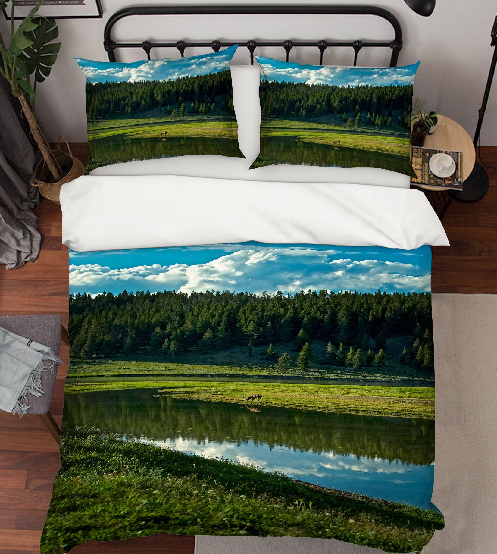 3D River Lawn Forest 8668 Kathy Barefield Bedding Bed Pillowcases Quilt