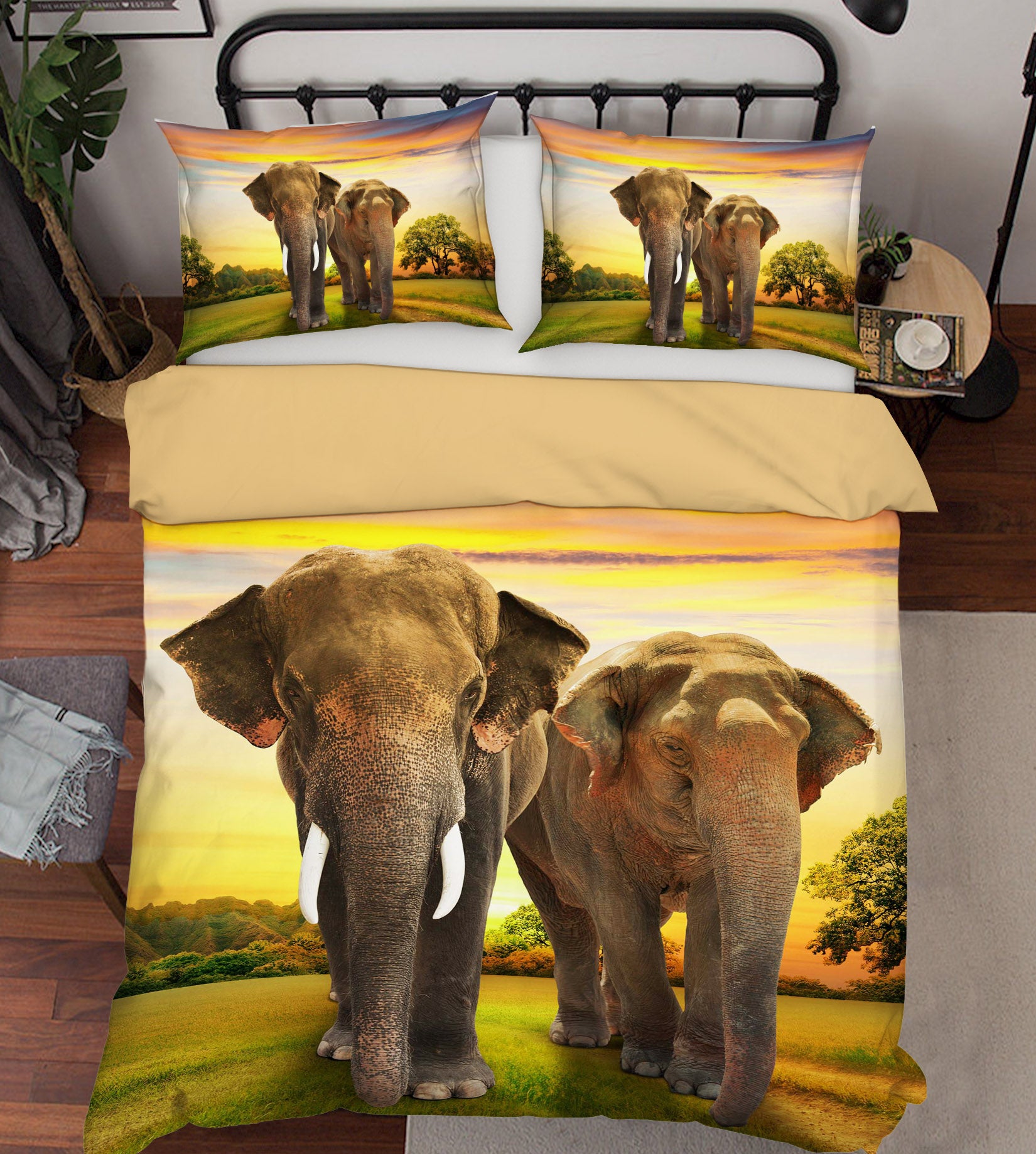 3D Steppe Elephant 124 Bed Pillowcases Quilt