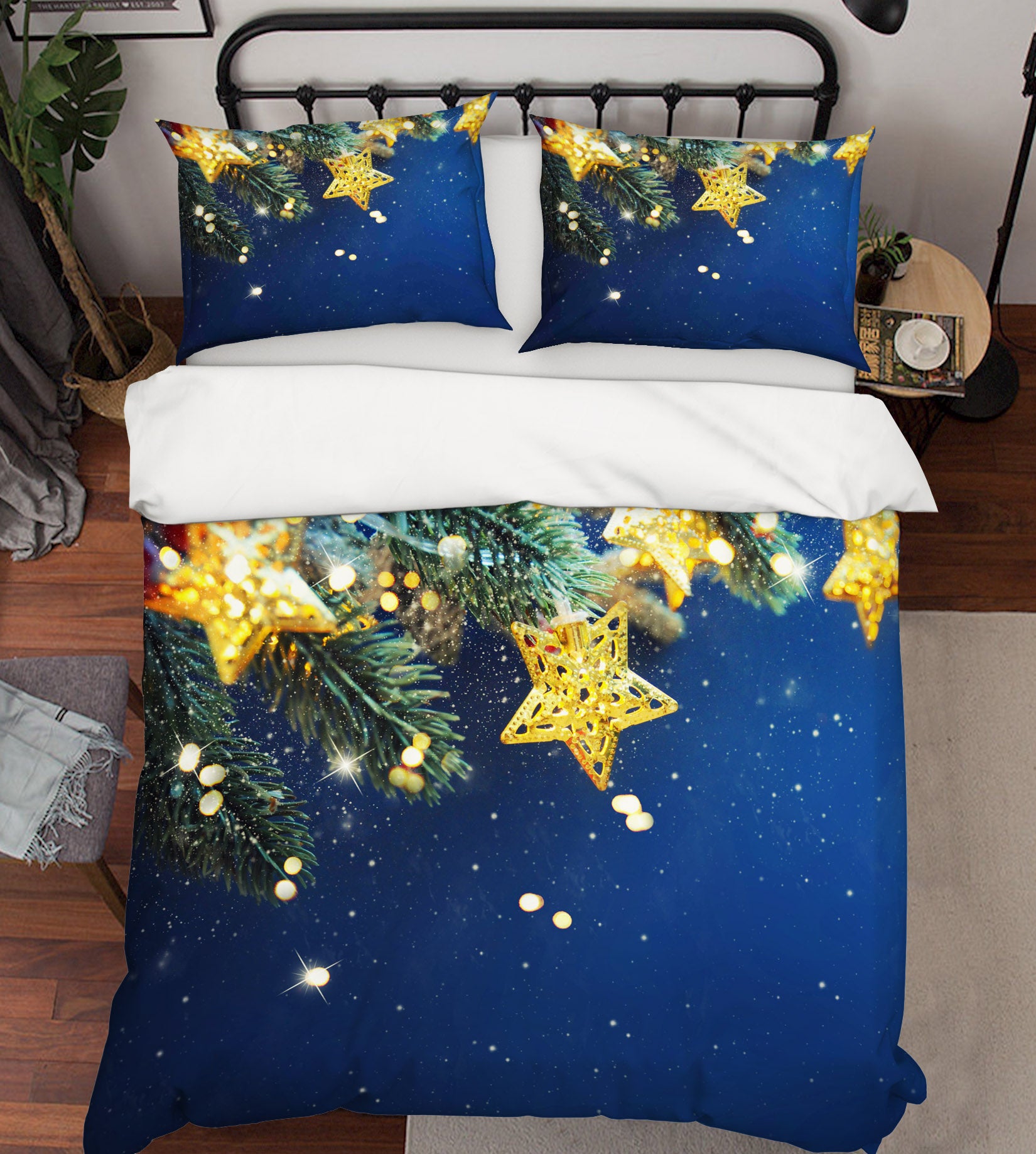 3D Five-Pointed Star 52258 Christmas Quilt Duvet Cover Xmas Bed Pillowcases