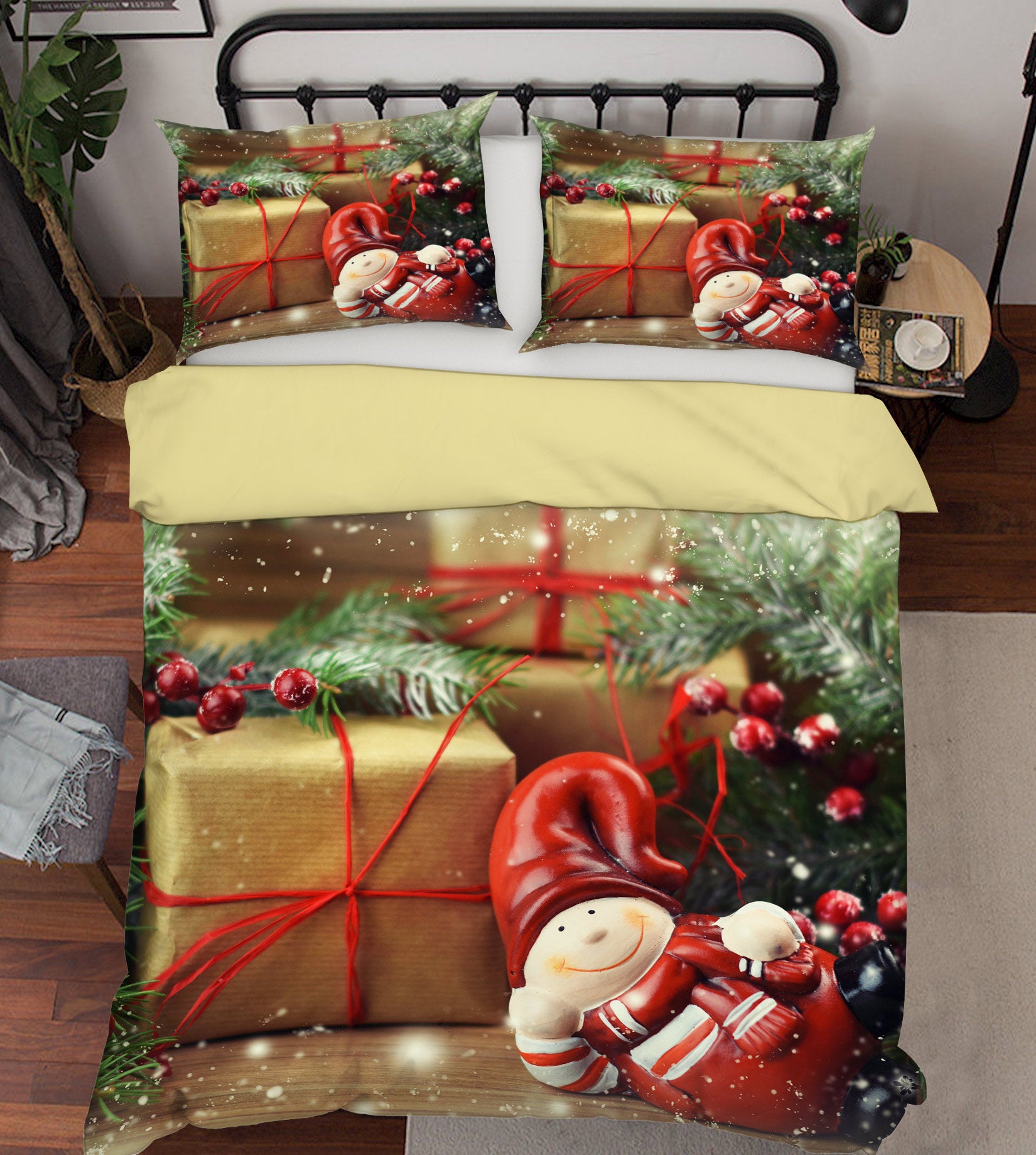 3D Gift Doll 52141 Christmas Quilt Duvet Cover Xmas Bed Pillowcases