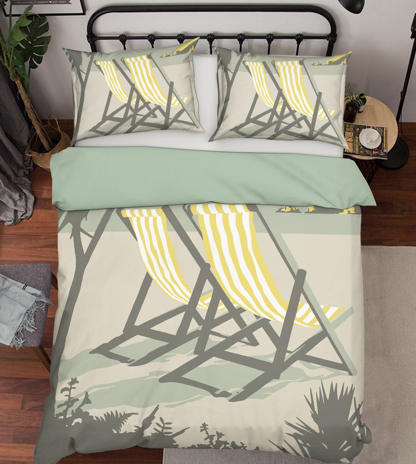 3D Polzeath Deckchairs 2041 Steve Read Bedding Bed Pillowcases Quilt