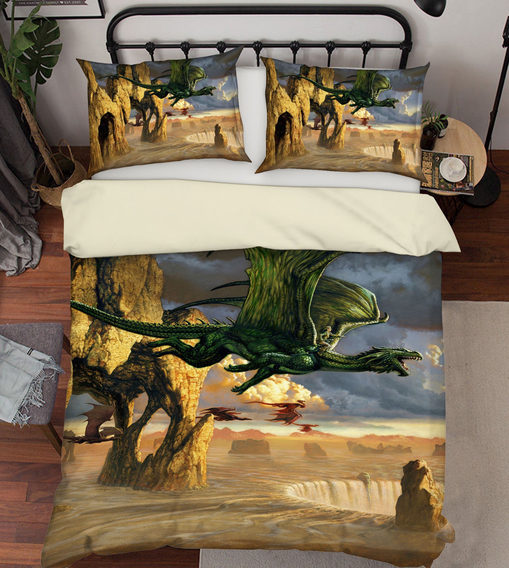 3D Rock Dragon 7021 Ciruelo Bedding Bed Pillowcases Quilt