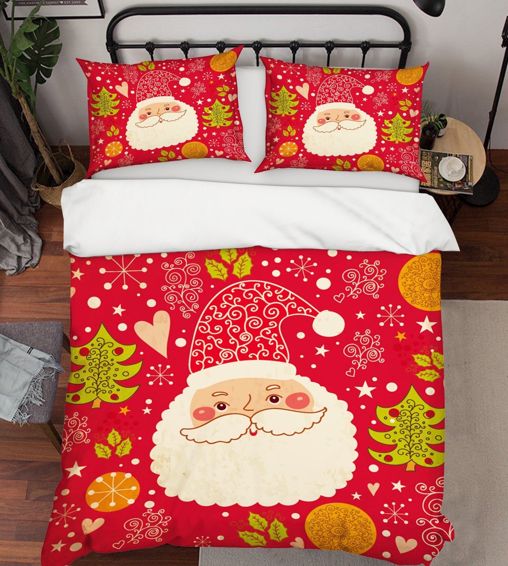 3D Christmas Happy Old Man 44 Bed Pillowcases Quilt Quiet Covers AJ Creativity Home 