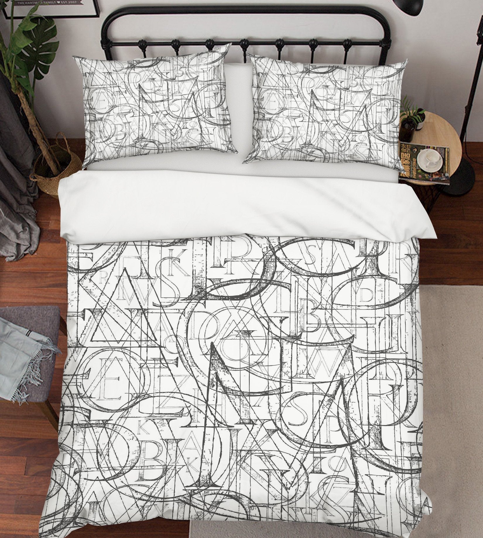 3D Alphabet Line 051 Bed Pillowcases Quilt Wallpaper AJ Wallpaper 
