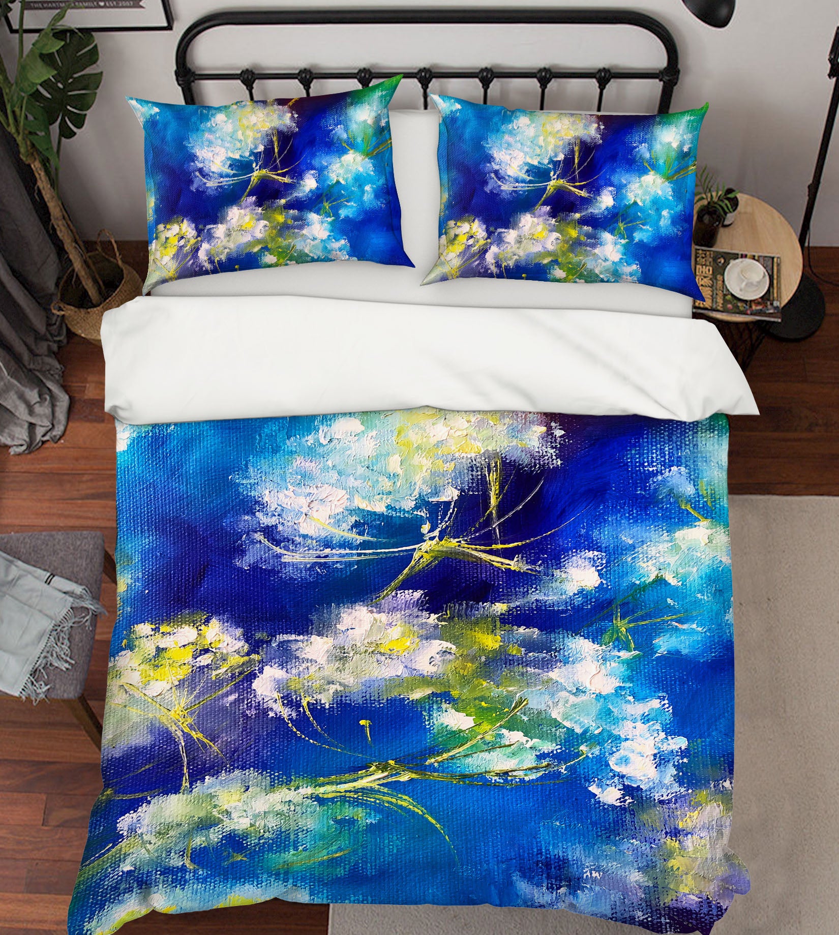 3D Blue Painted Flower 621 Skromova Marina Bedding Bed Pillowcases Quilt
