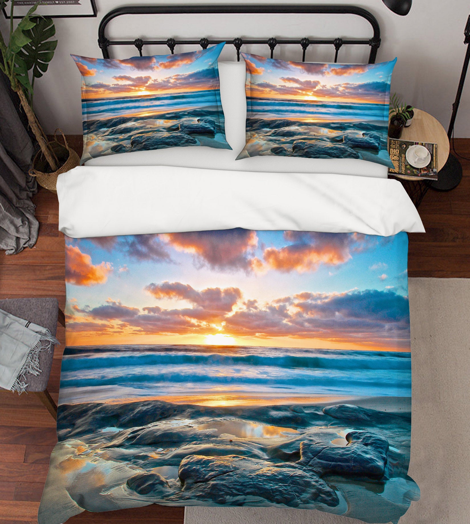 3D Seaside Sunshine Stone 8684 Kathy Barefield Bedding Bed Pillowcases Quilt