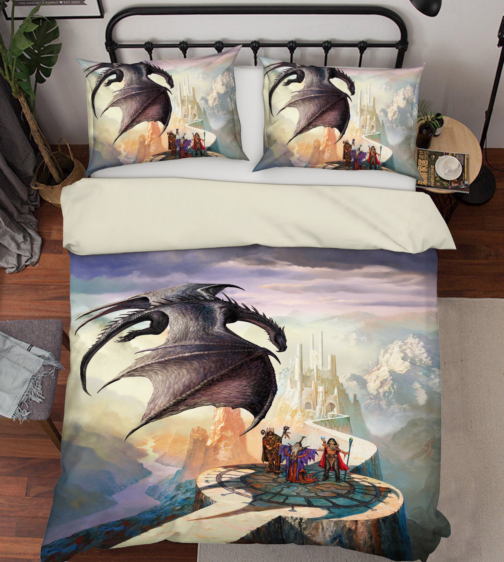 3D Dragon Castle Soldier 7042 Ciruelo Bedding Bed Pillowcases Quilt