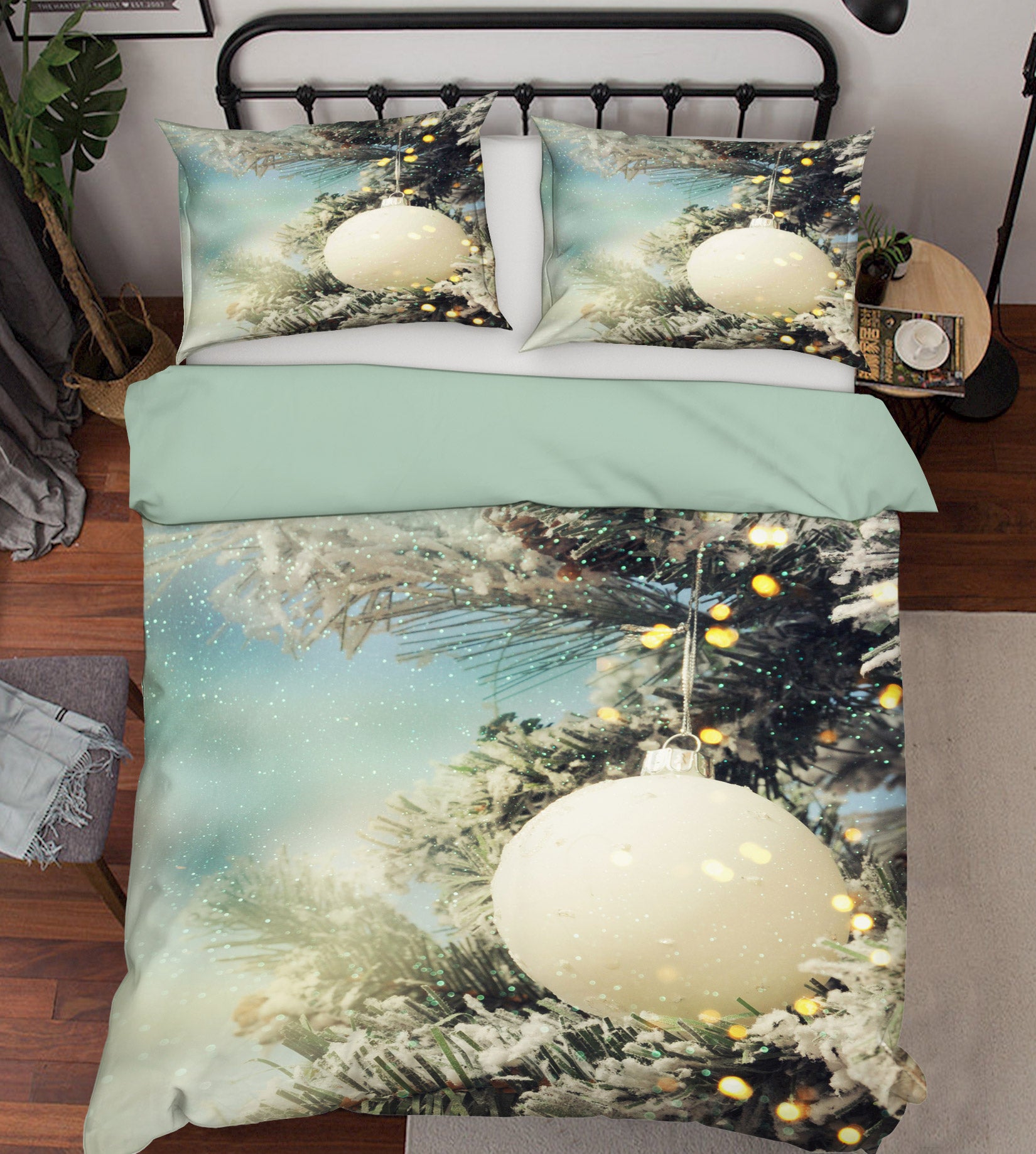 3D White Ball 52133 Christmas Quilt Duvet Cover Xmas Bed Pillowcases