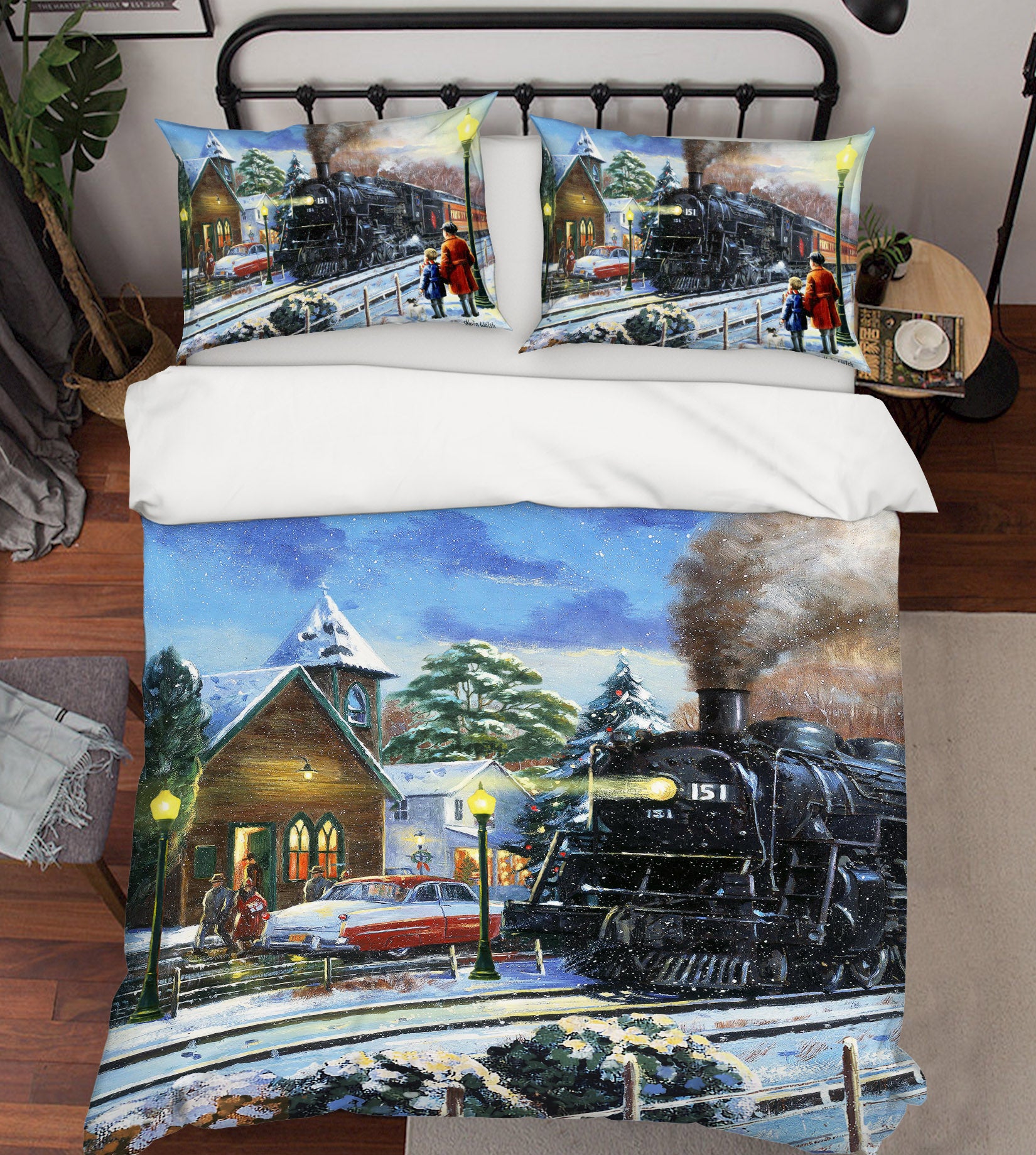 3D Houses Train 12525 Kevin Walsh Bedding Bed Pillowcases Quilt