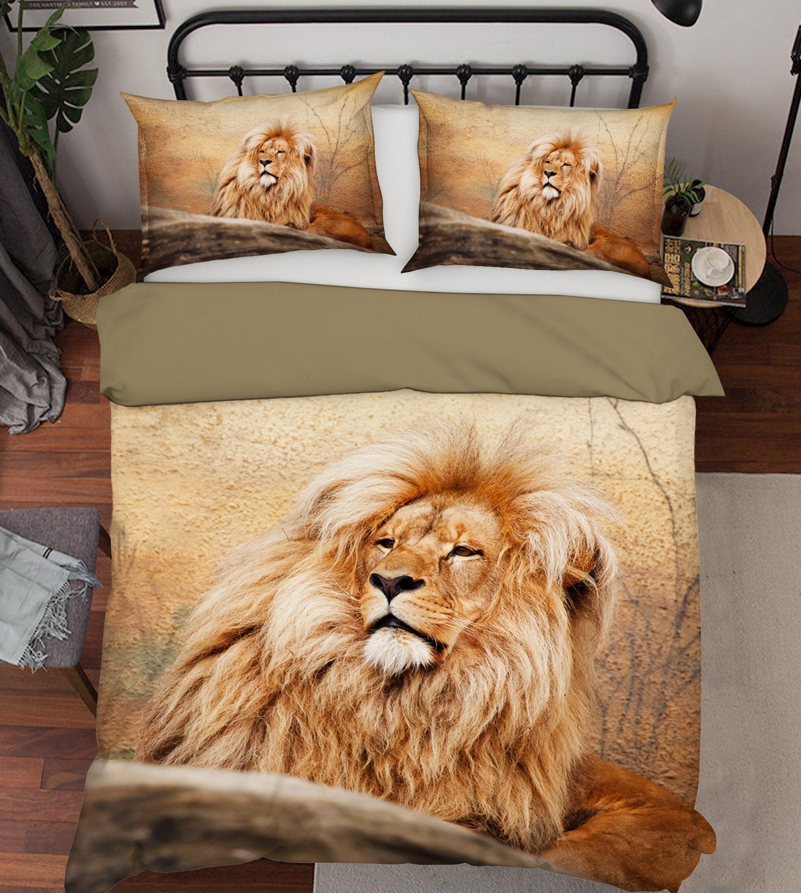 3D Lion 1912 Bed Pillowcases Quilt Quiet Covers AJ Creativity Home 