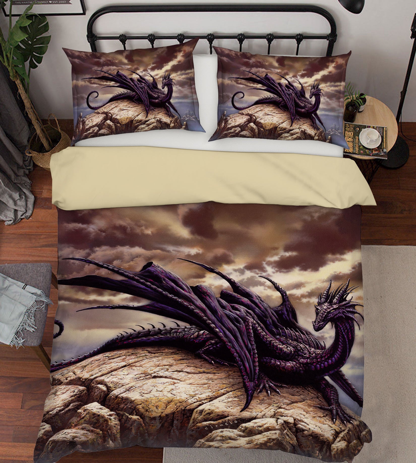 3D Stone Dragon 6197 Ciruelo Bedding Bed Pillowcases Quilt