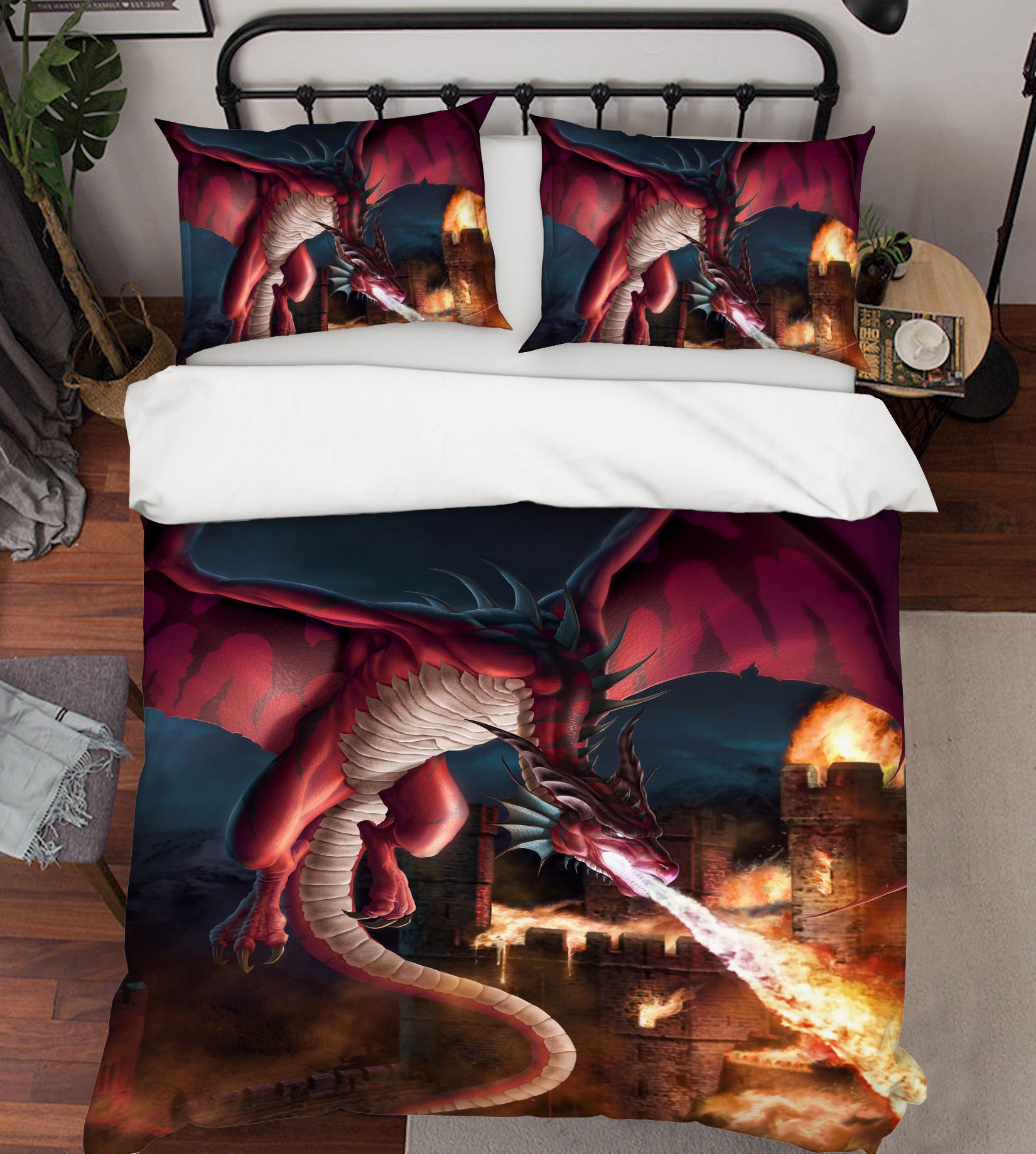 3D Dragon Fly Flame 4064 Tom Wood Bedding Bed Pillowcases Quilt