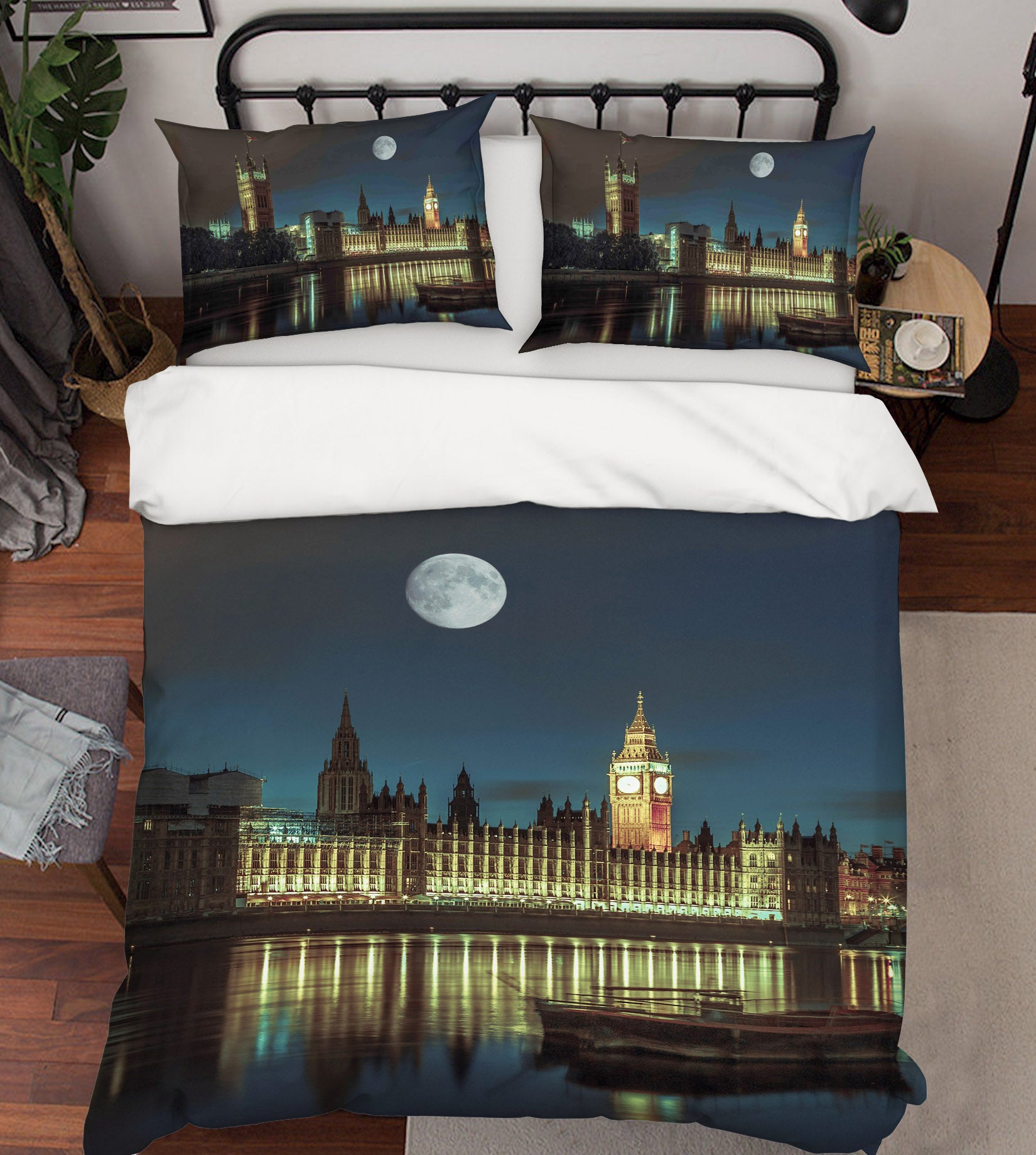 3D Building Night Moon 85109 Assaf Frank Bedding Bed Pillowcases Quilt