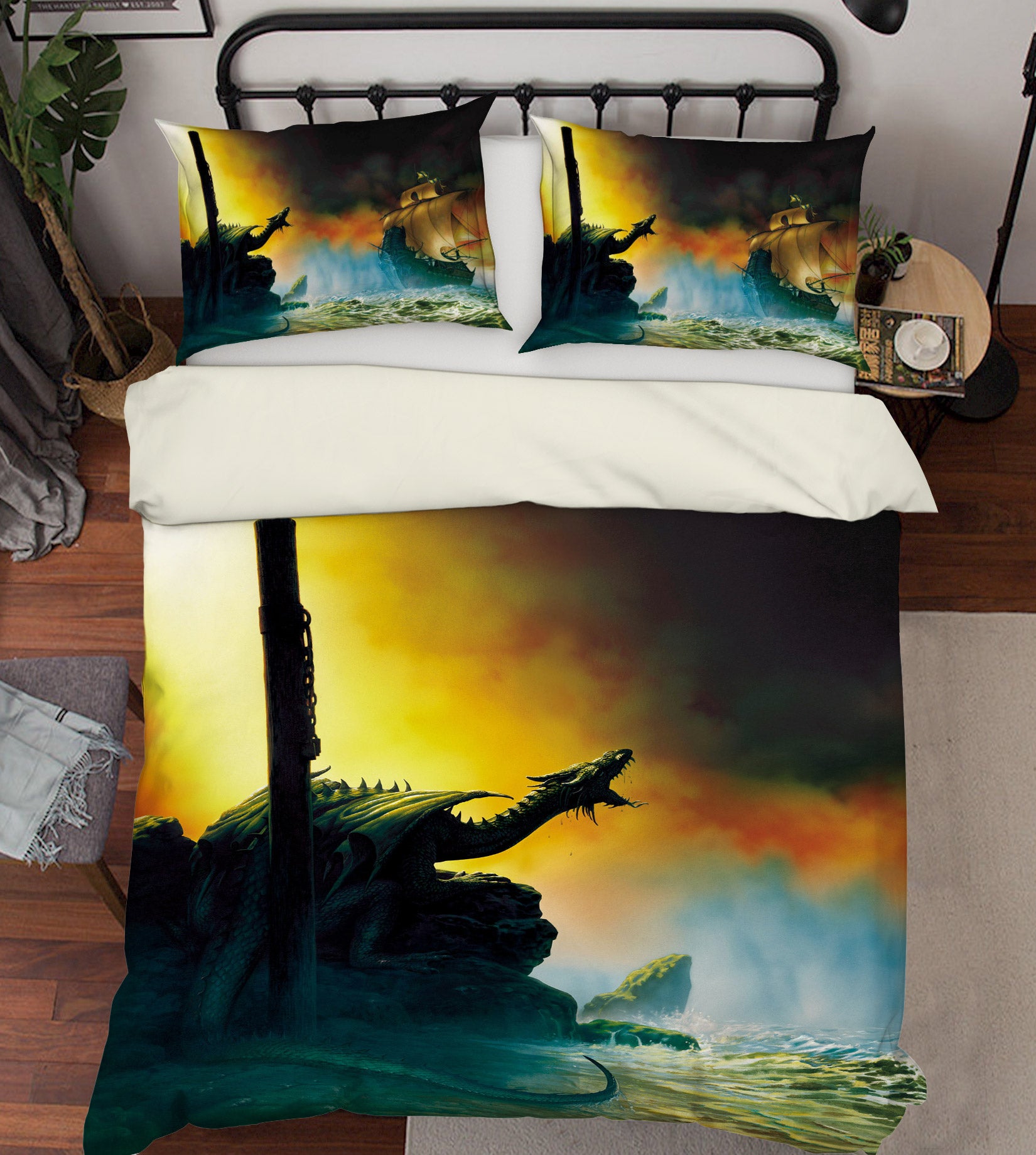 3D Mountains Dragon Shadow 6175 Ciruelo Bedding Bed Pillowcases Quilt