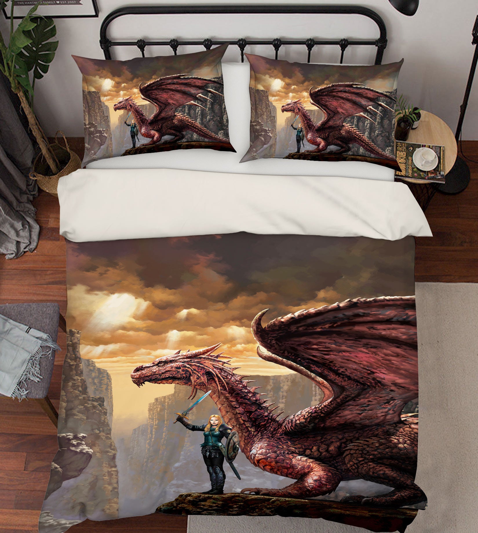 3D Dragon Warrior 6210 Ciruelo Bedding Bed Pillowcases Quilt