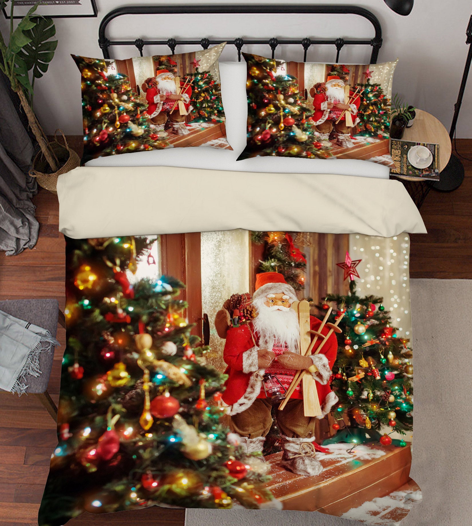 3D Santa Claus Tree 52150 Christmas Quilt Duvet Cover Xmas Bed Pillowcases